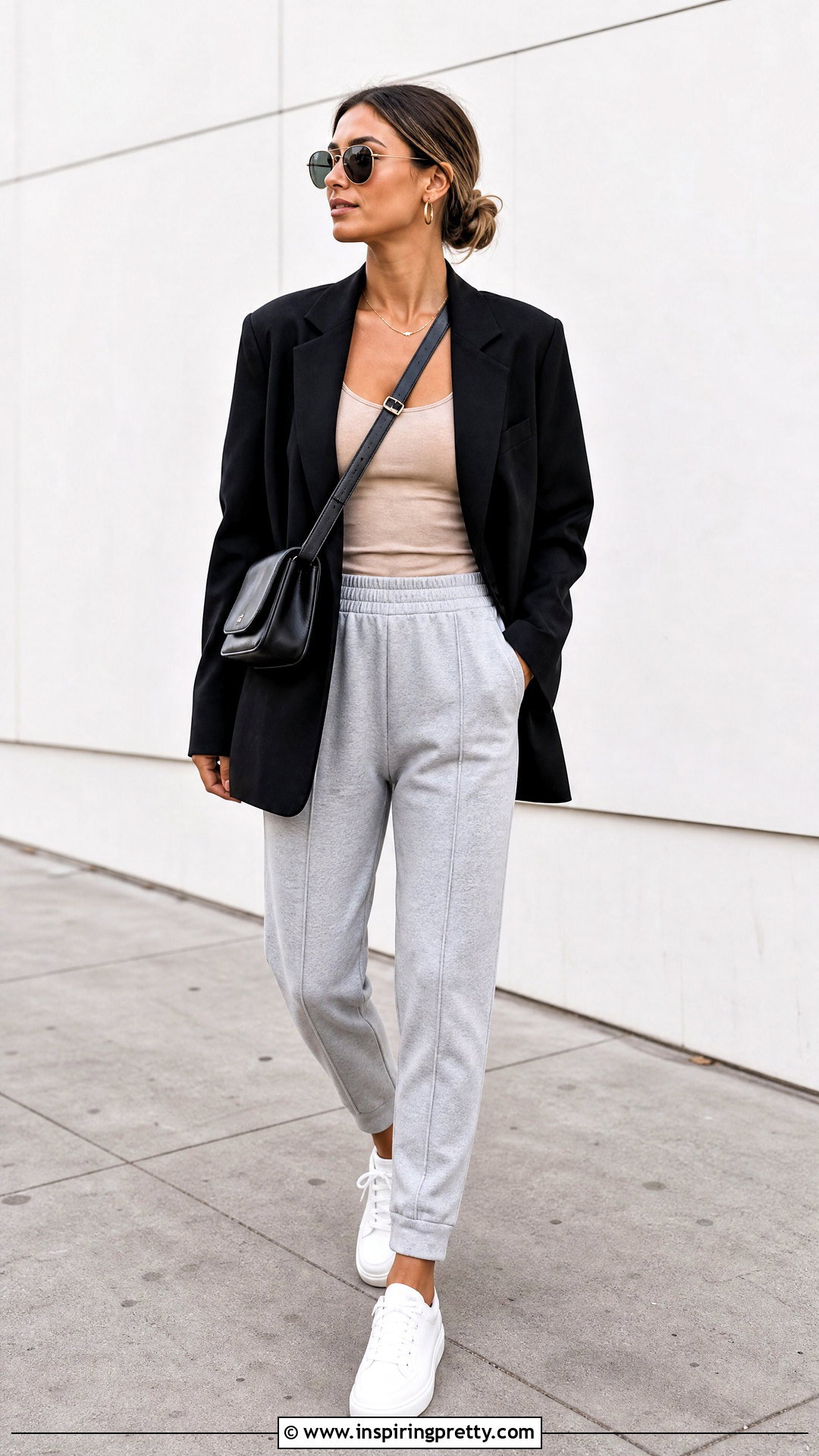 Beige Tank Top With Sweatpants And Blazer - 50 beige tank top outfit ideas