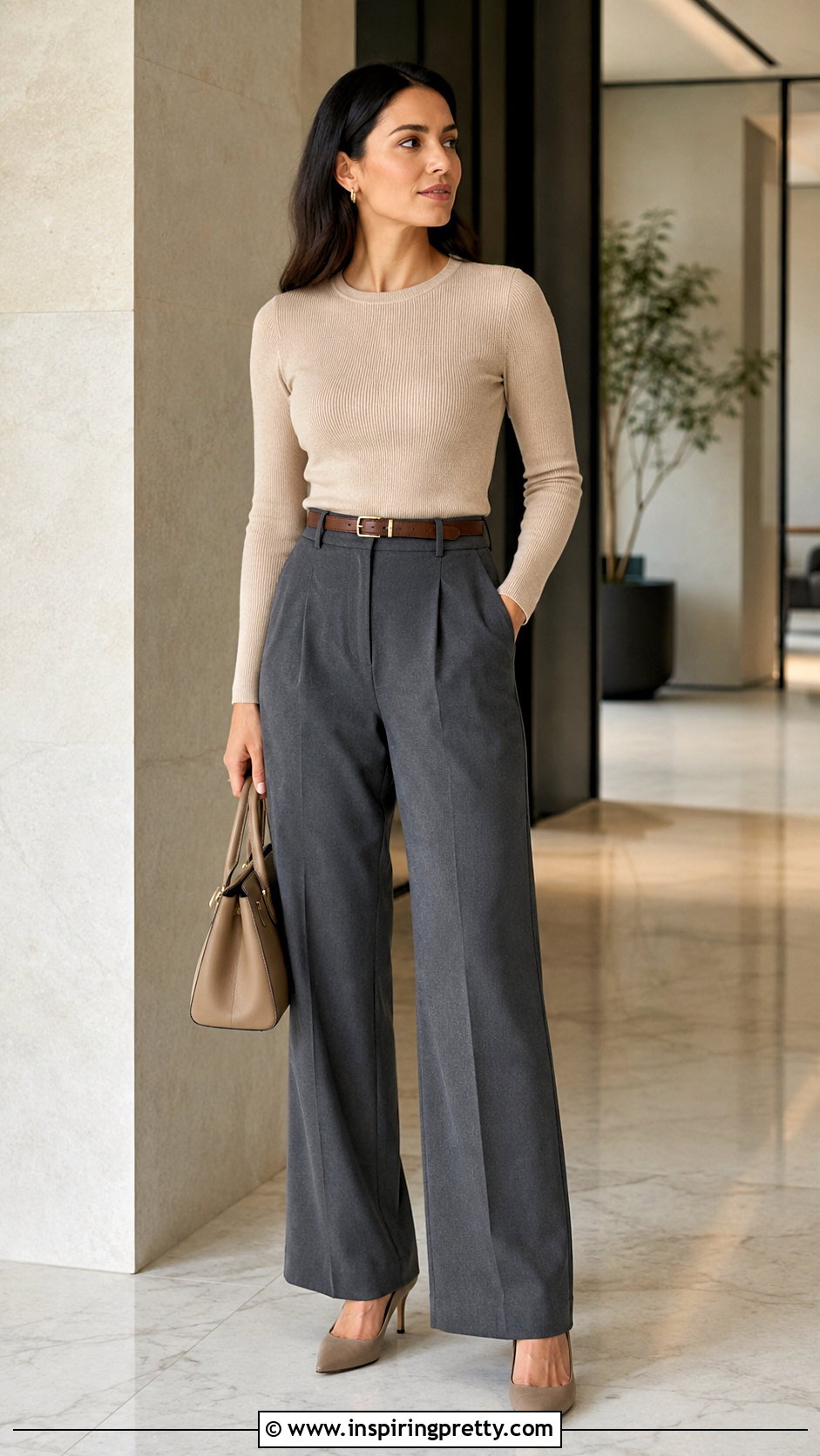 Beige Top With Grey Pants - what color top to wear with grey pants (20 ways)