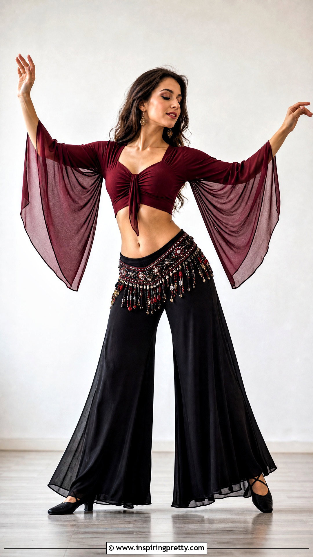 Bell Sleeve Belly Dancing Top With Palazzo Pants - 25 belly dancing tops outfit ideas