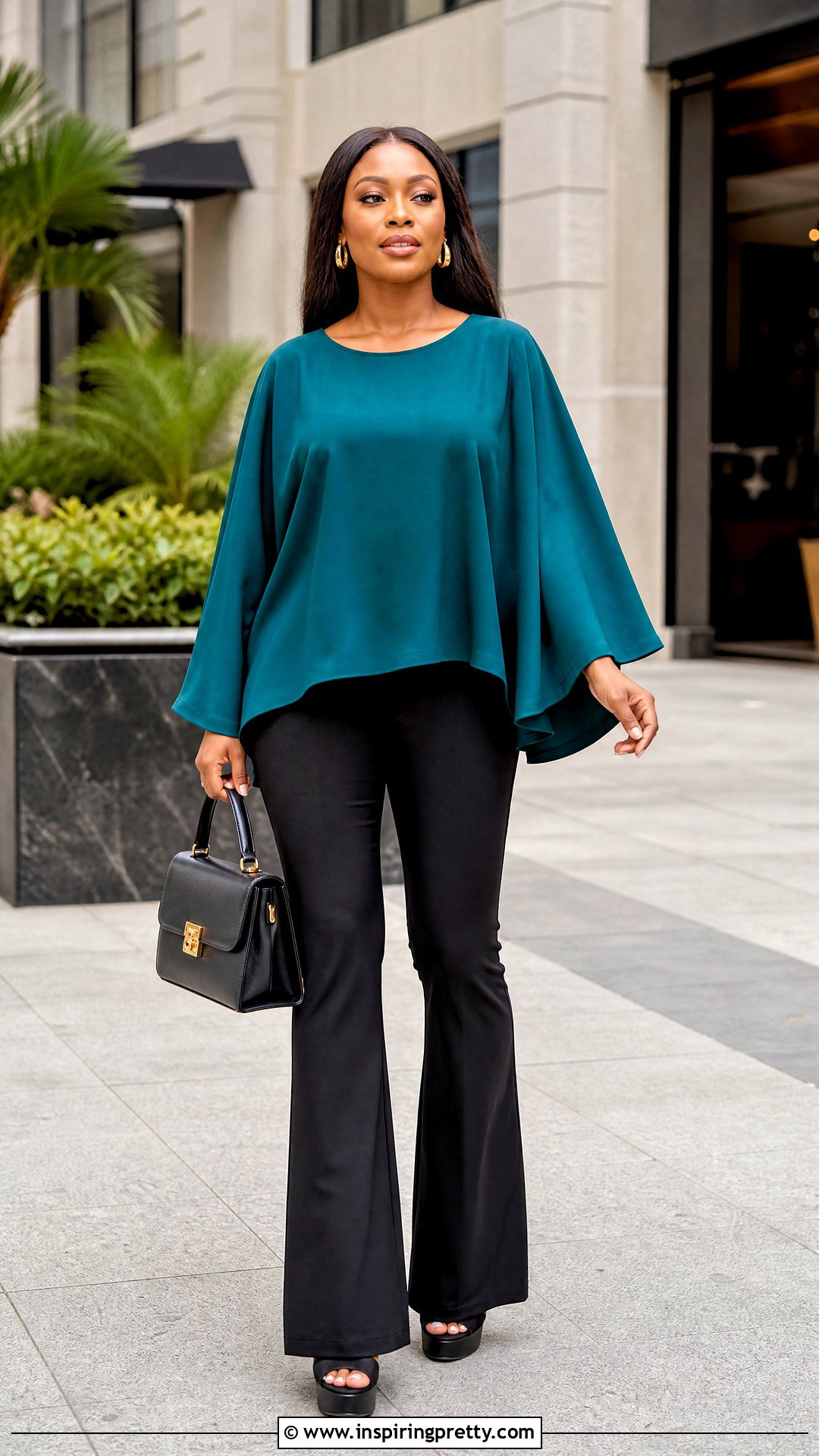 Bell Sleeve Bubu Top With Bootcut Pants - 50 bubu top style ideas