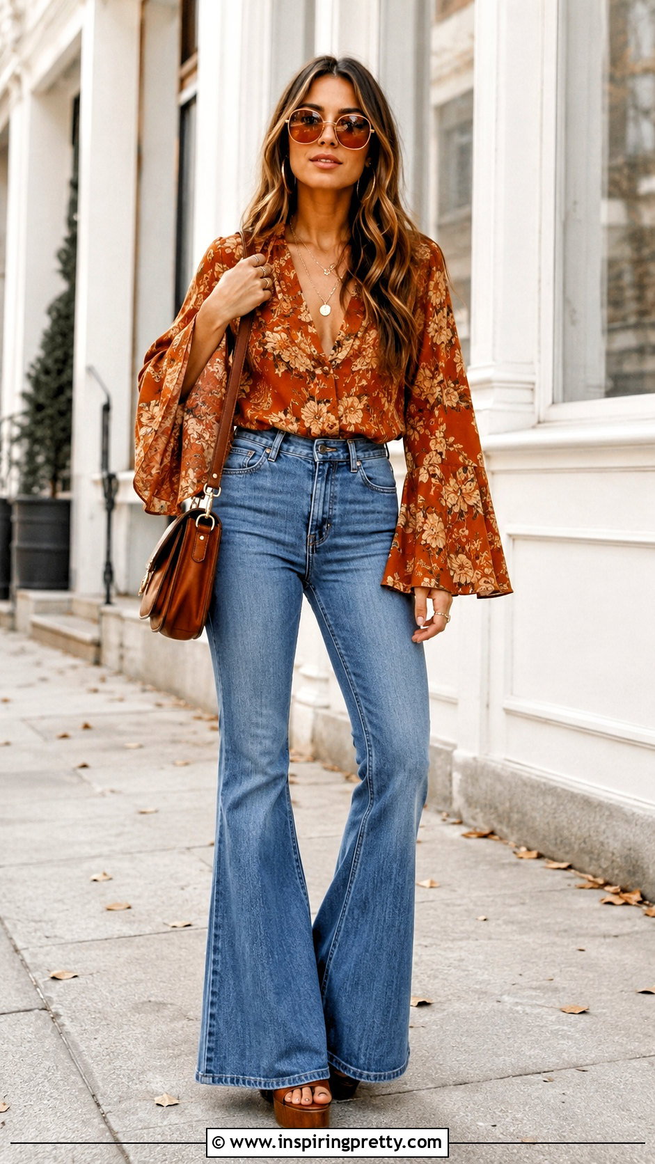 Bell Sleeve Top With Flare Jeans - 20 Retro 70S Tops outfit ideas