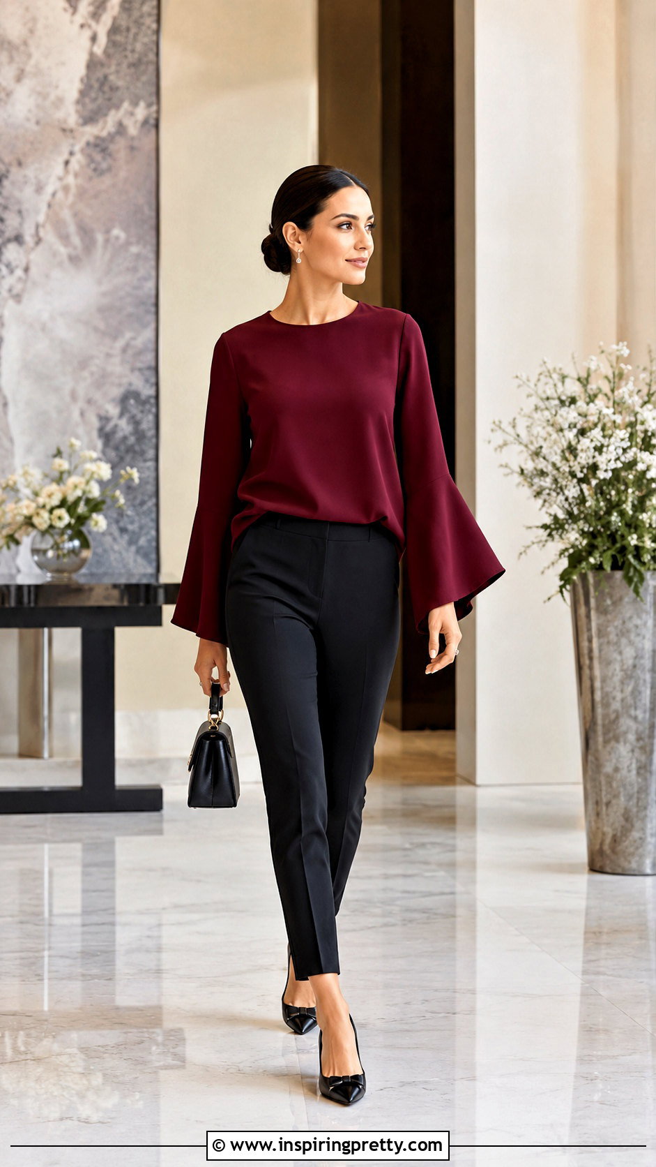 Bell Sleeve Top With Slim Pants - 50 full sleeves top outfit ideas