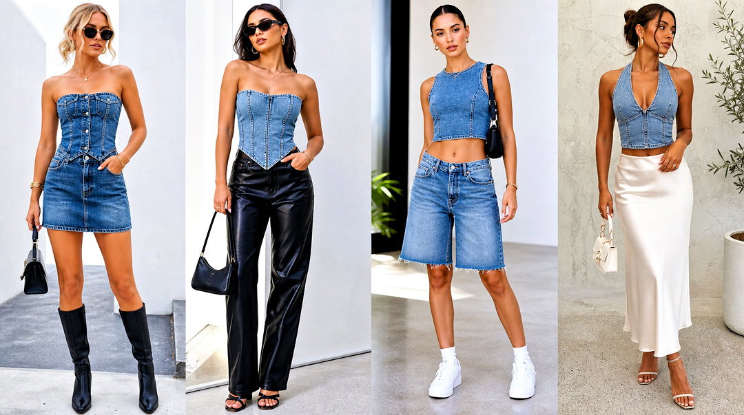 25 Bella Hadid Denim Top Outfit Ideas for Cool-Girl Style