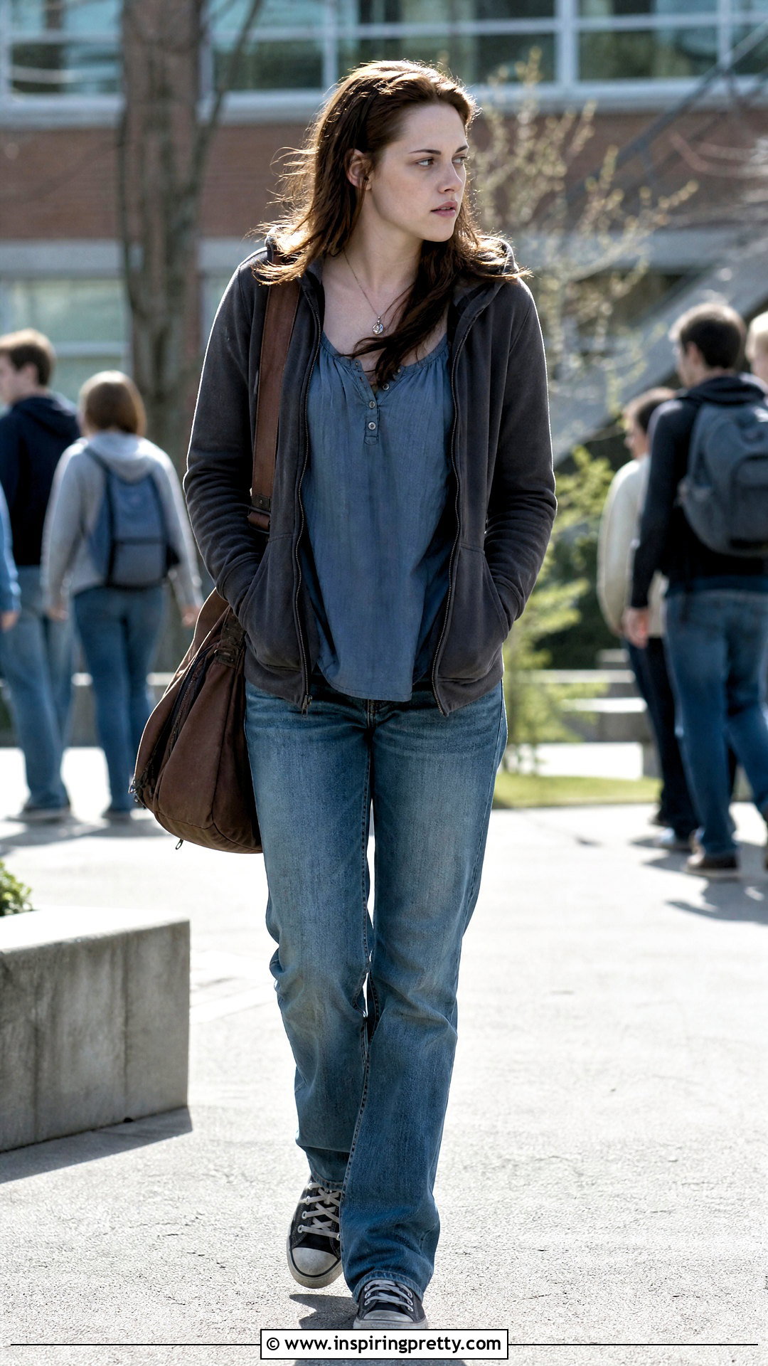 Bella Swan Blue Peasant Top and Relaxed Jeans Outfit - 25 Bella Swan Style Tops outfit ideas
