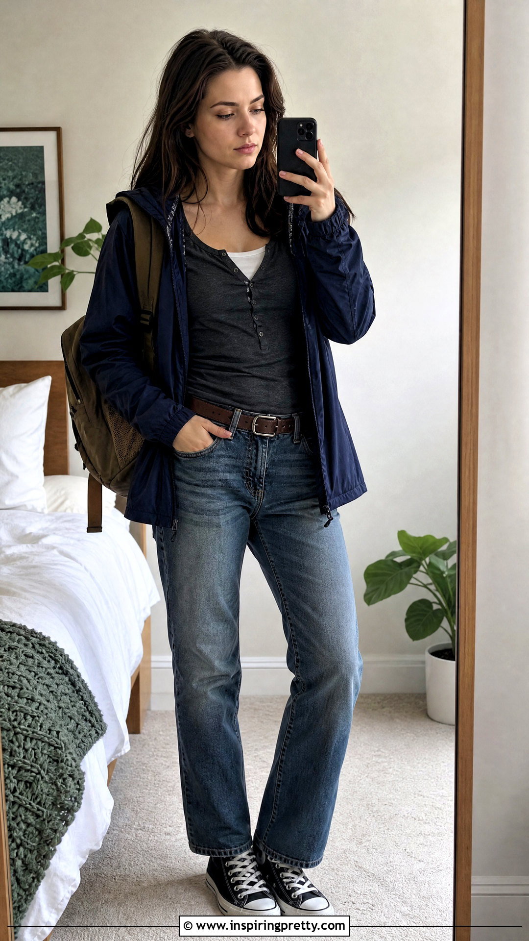 Bella Swan Charcoal Henley and White Tank Outfit - 25 Bella Swan Style Tops outfit ideas