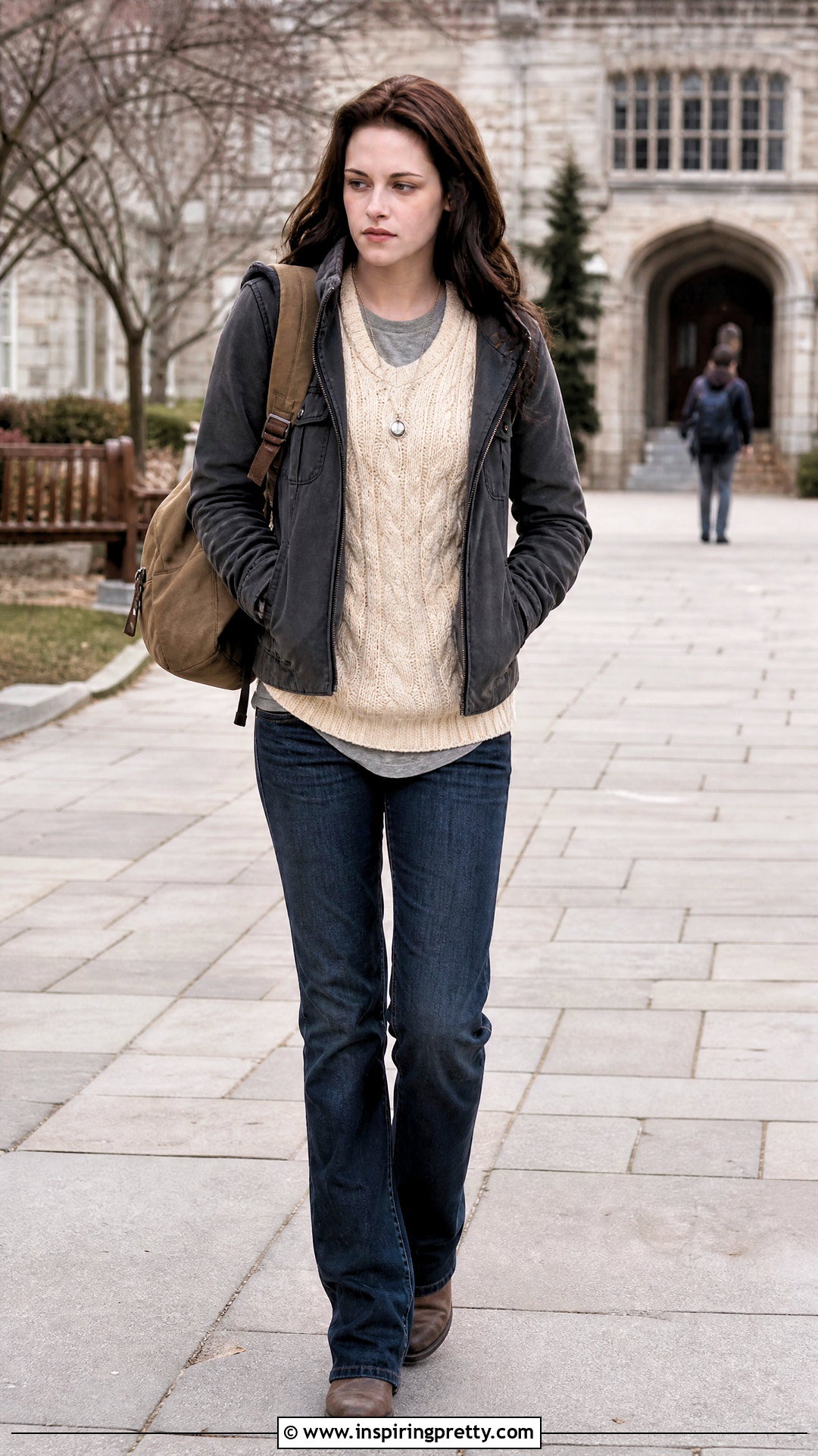 Bella Swan Cream Cable Knit Top and Dark Denim Outfit - 25 Bella Swan Style Tops outfit ideas