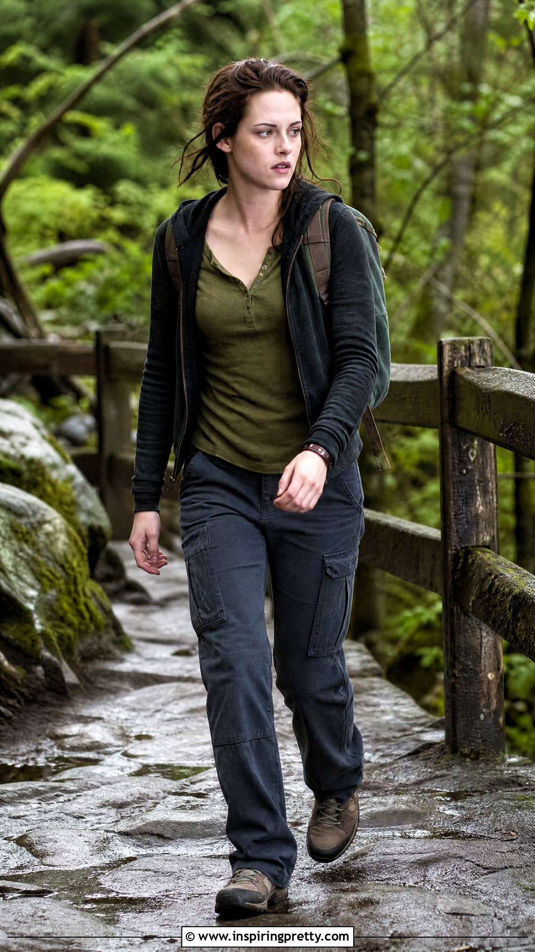 Bella Swan Olive Long Sleeve and Cargo Pants Outfit - 25 Bella Swan Style Tops outfit ideas
