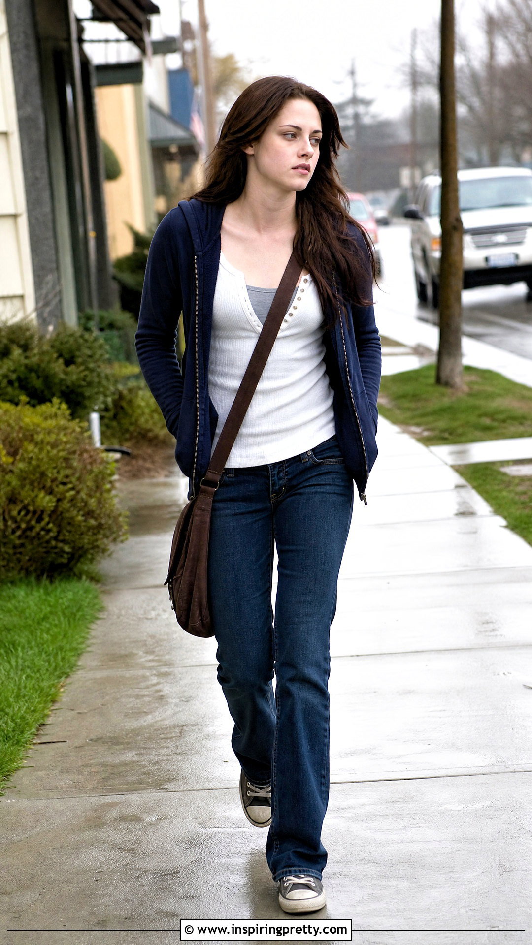 Bella Swan White Thermal Henley and Dark Jeans Outfit - 25 Bella Swan Style Tops outfit ideas