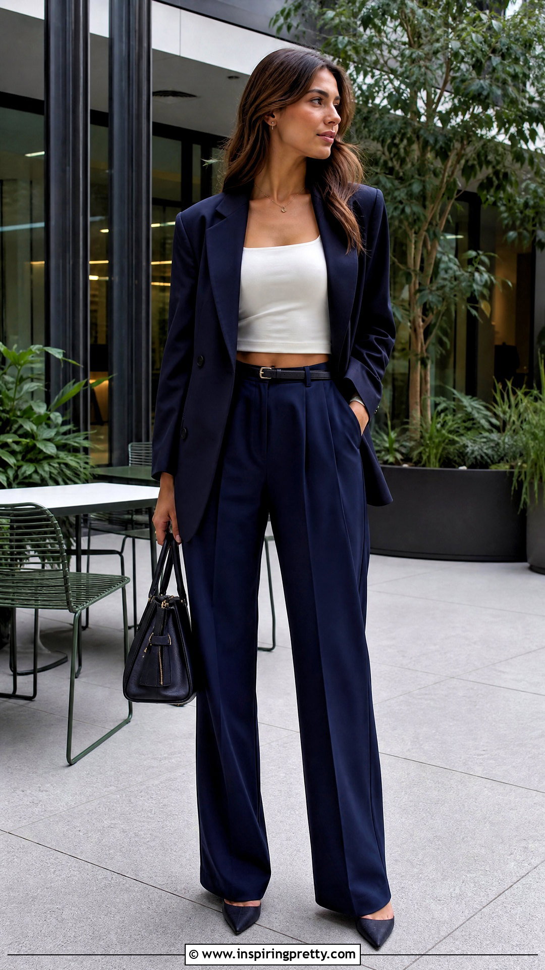 Belly Button Top With Pleated Trousers - 25 Belly Button Top outfit ideas