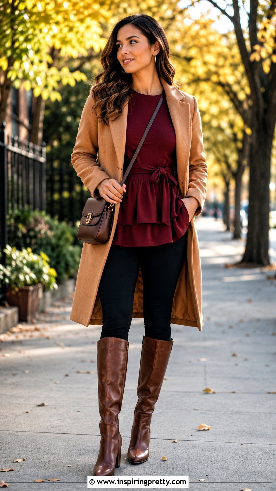 Belted Peplum Top With Leggings And Riding Boots - 25 belted peplum top outfit ideas