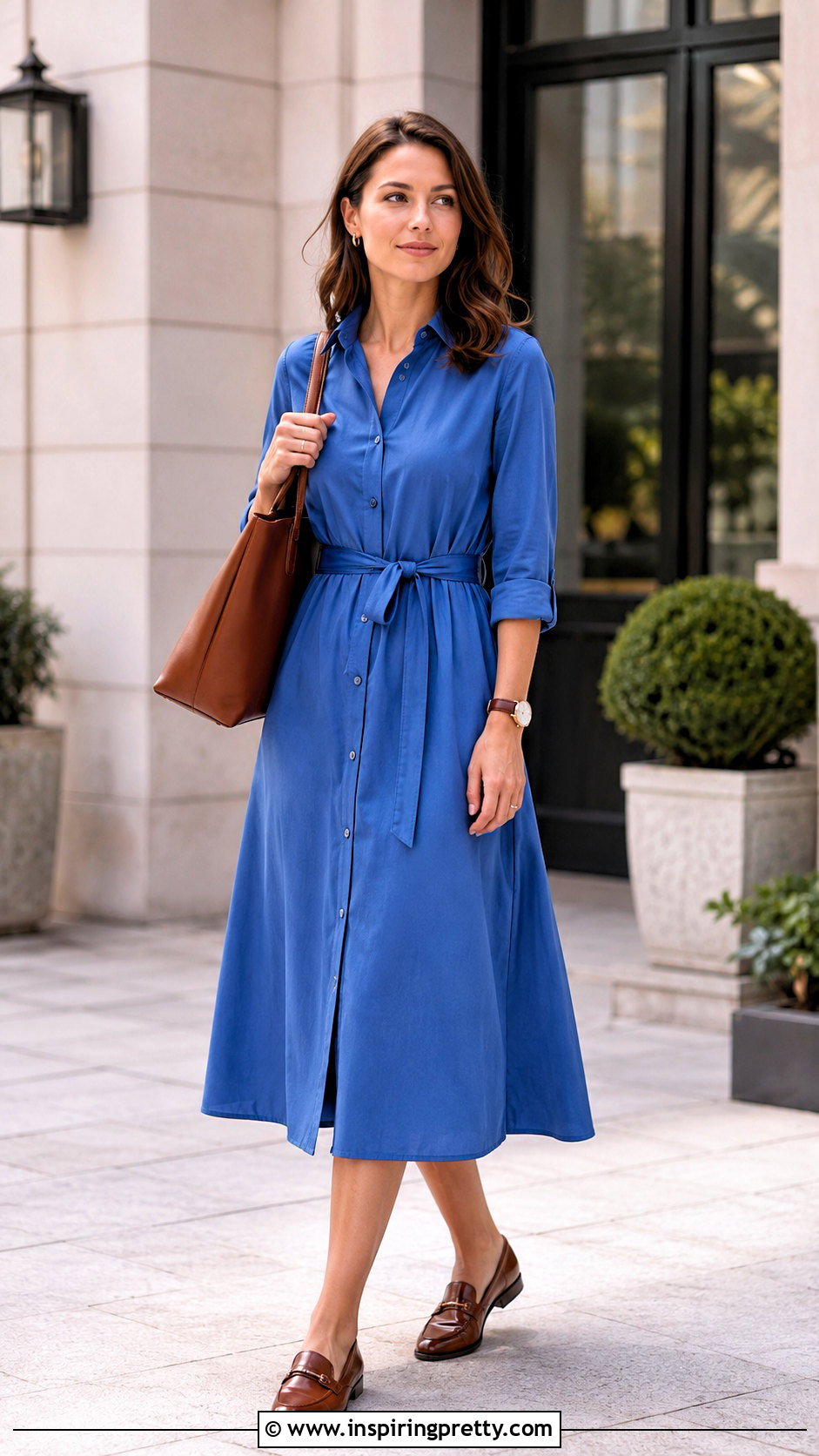 Belted Shirt Dress And Loafers Outfit - 50 top ideas