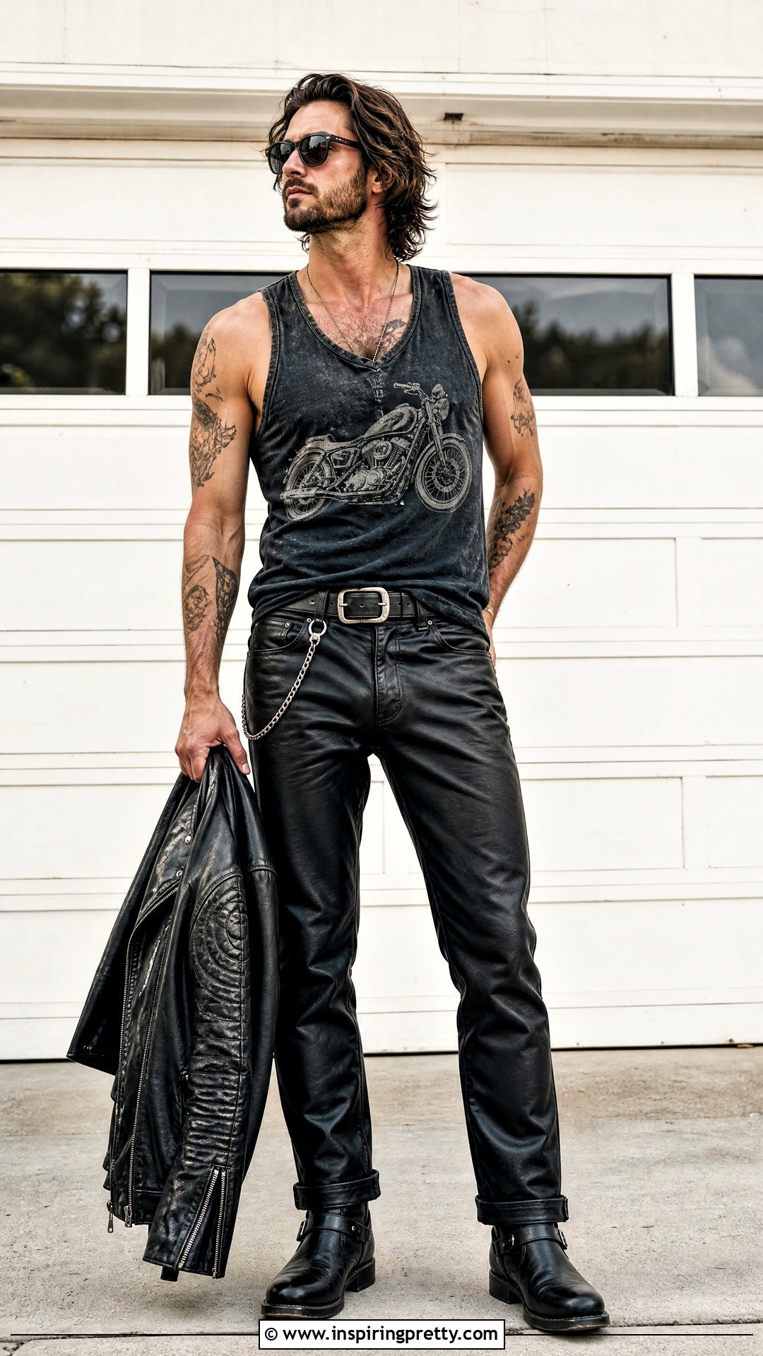 Biker Vintage Tank Top With Leather Pants - 25 vintage tank top outfit men