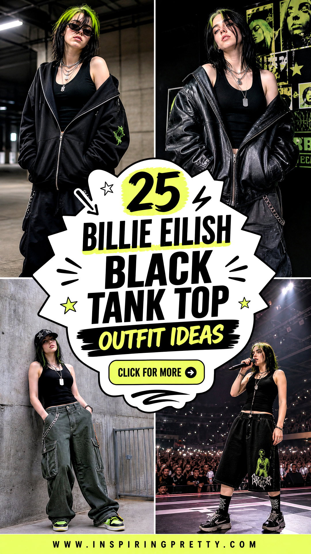 25 Billie Eilish Black Tank Top Outfit Ideas for Edgy Looks - 25 Billie Eilish Black Tank Top Outfit Ideas for Edgy Looks