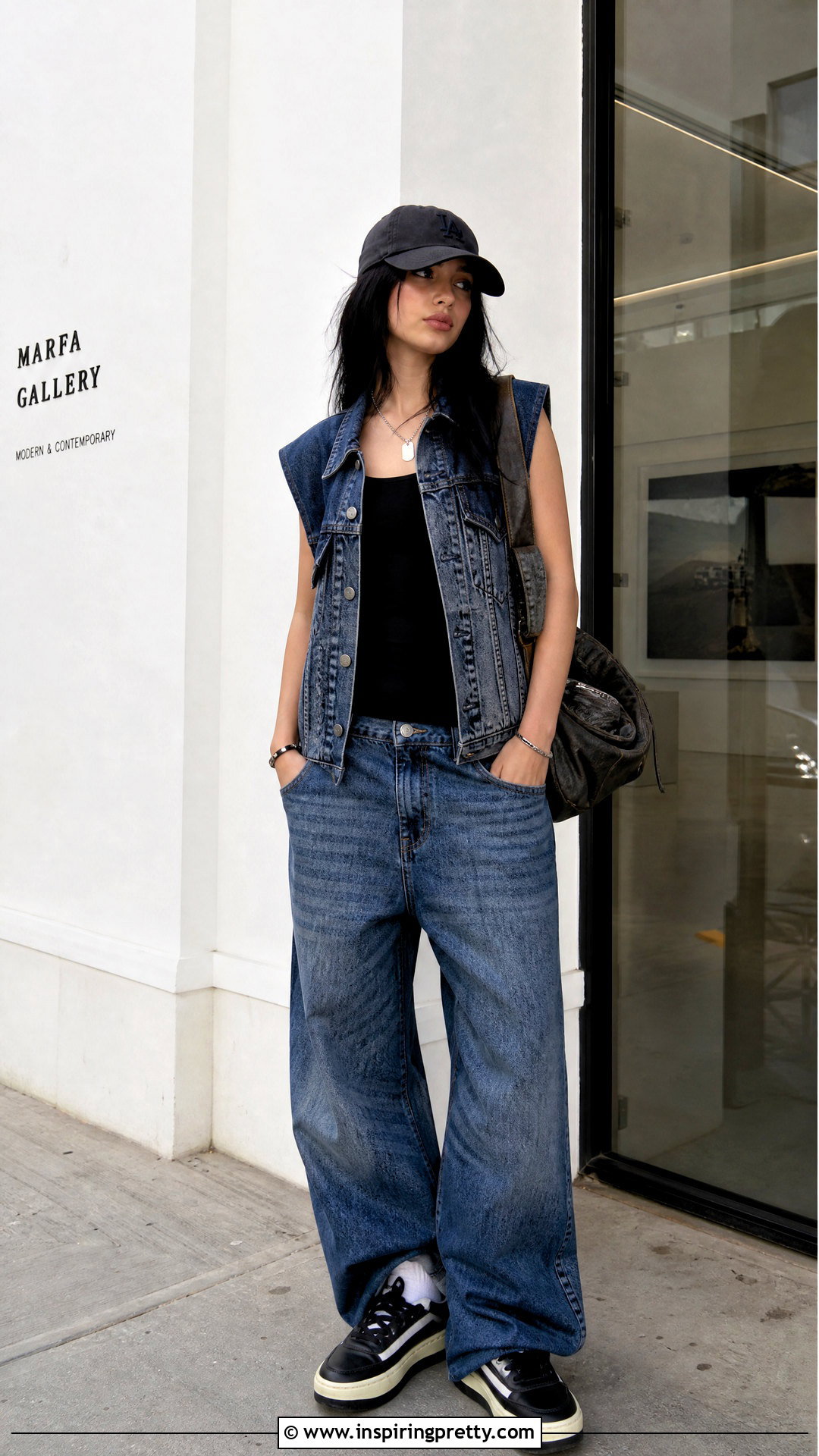 Billie Eilish Black Tank Top With Denim Vest - 25 Billie Eilish Black Tank Top outfit ideas