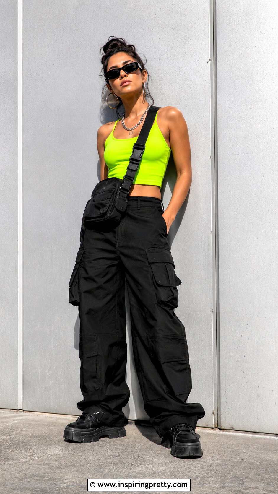 Billie Eilish Green Tank Top And Black Cargo Pants - 20 Billie Eilish Tank Top Picture ideas