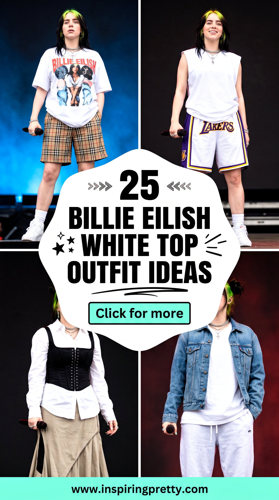 25 Billie Eilish White Top Outfit Ideas for Concert Style - 25 Billie Eilish White Top Outfit Ideas for Concert Style