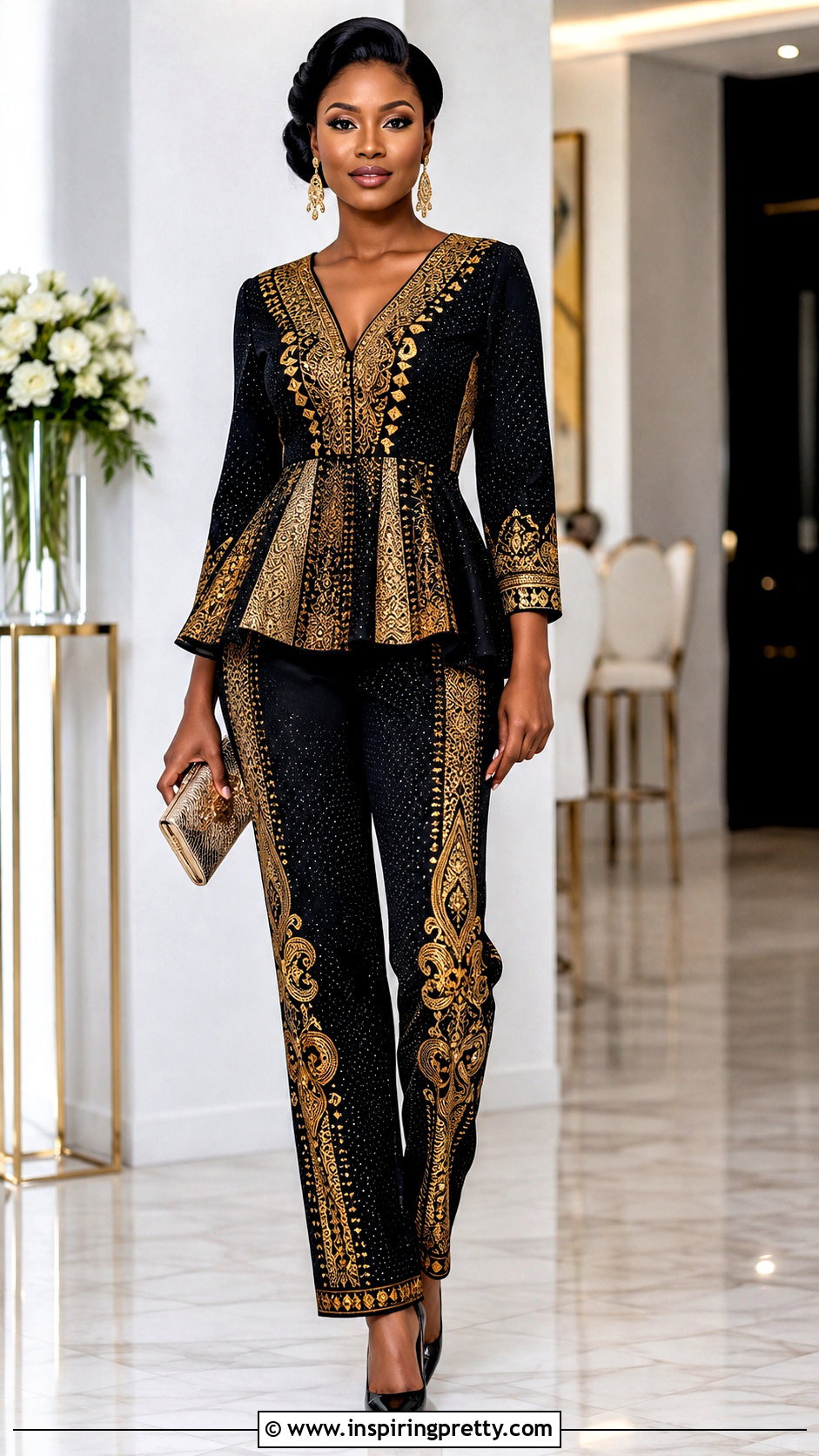 Black And Gold Danshiki Trouser And Top - 25 Danshiki Trouser And Top For Ladies