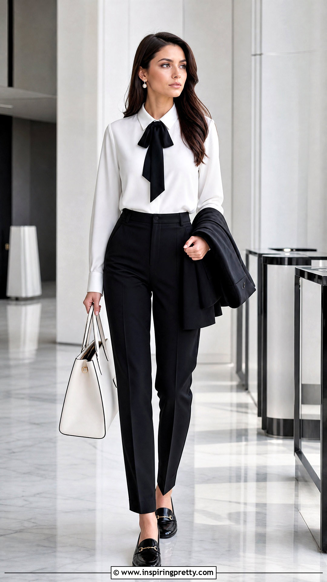Black And White Bow Blouse Outfit - 25 Cute Black And White Tops outfit ideas