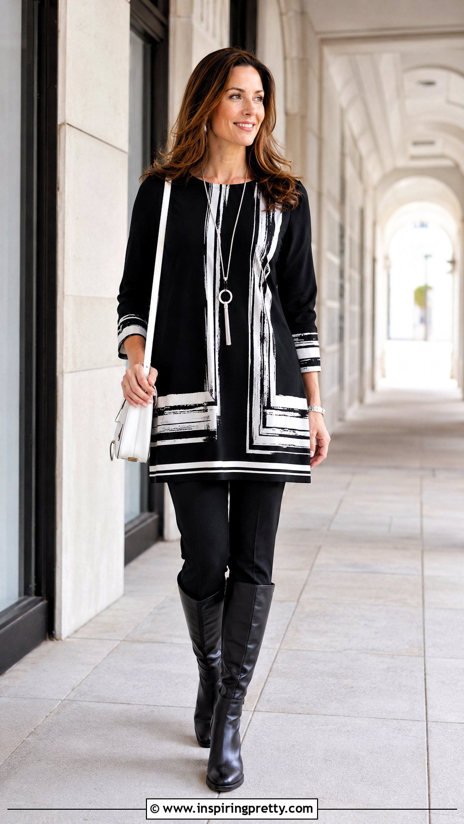 Black And White Designer Tunic Top With Leggings - 20 Black And White Designer Tops outfit ideas