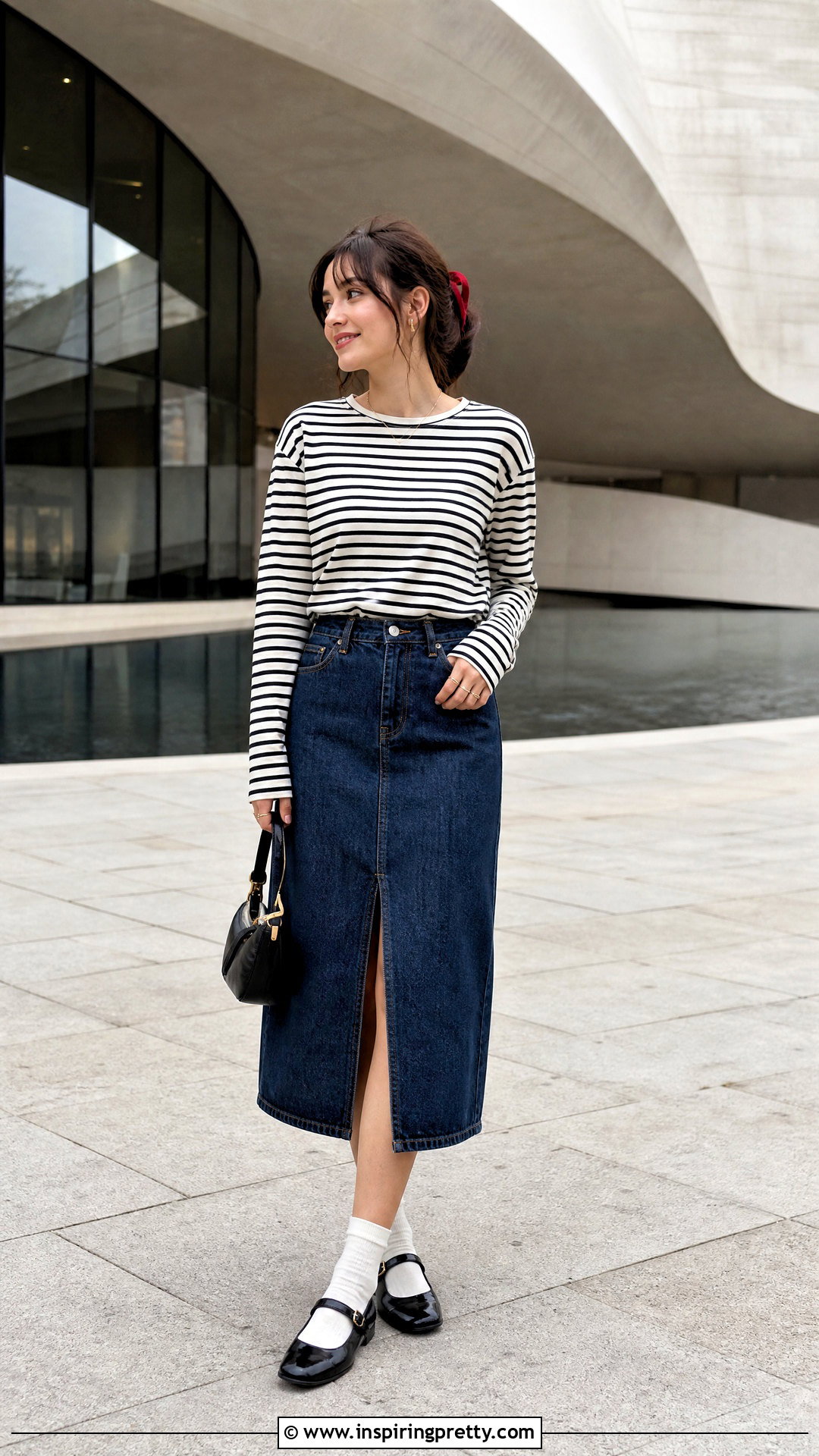 Black And White Long Sleeve Striped Top Outfit - 25 Cute Black And White Tops outfit ideas