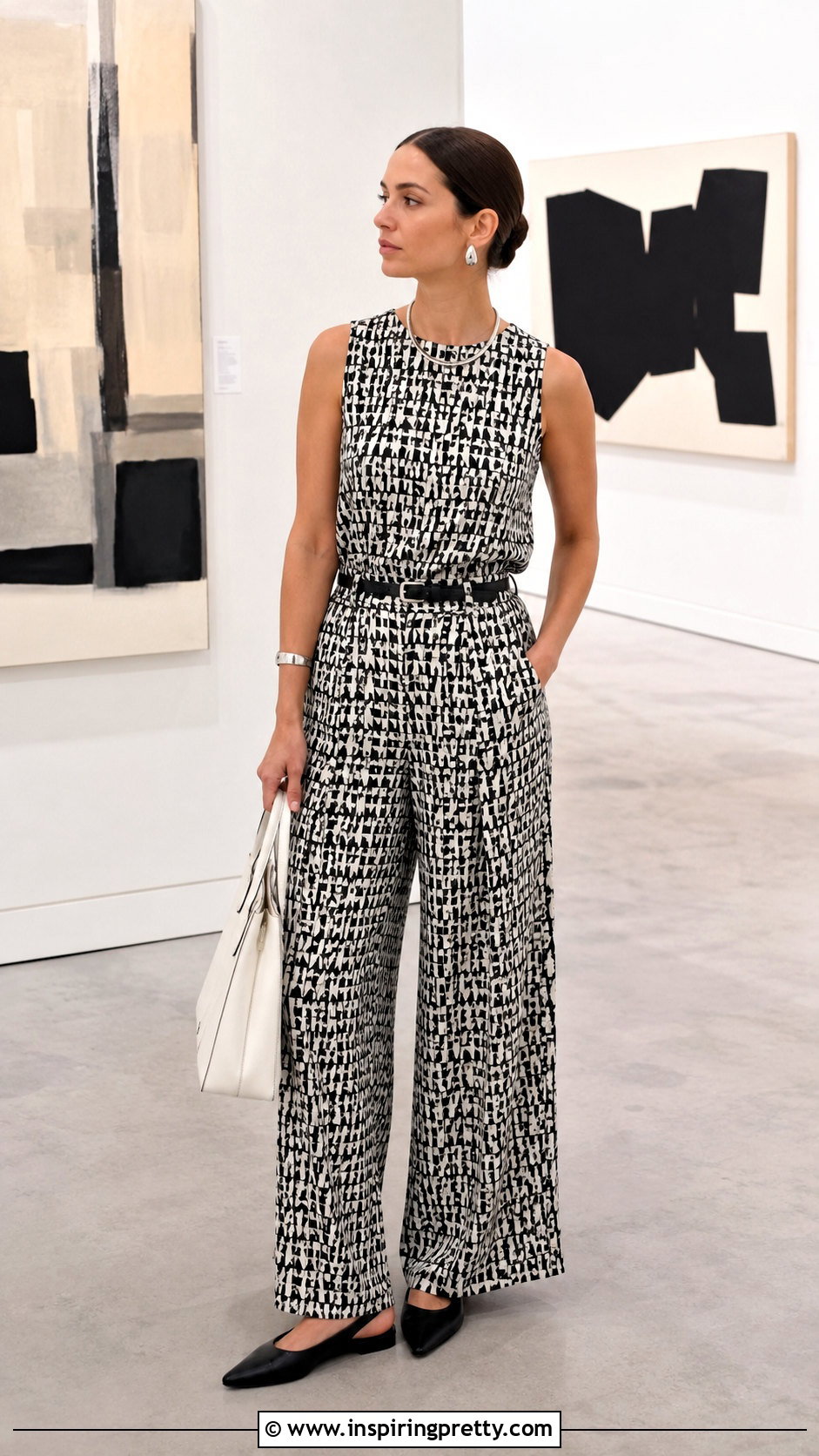 Black And White Printed pcs Trouser Set - 50 2pcs trouser and tops
