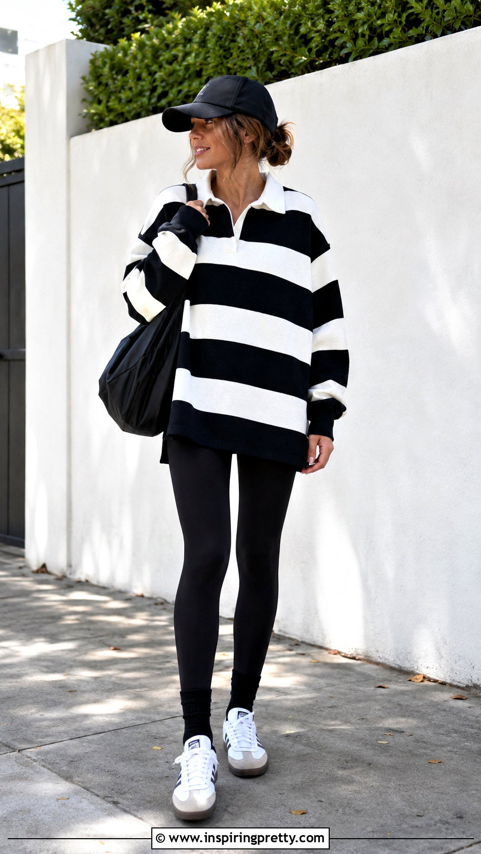 Black And White Rugby Top With Leggings - 50 black and white top outfit ideas