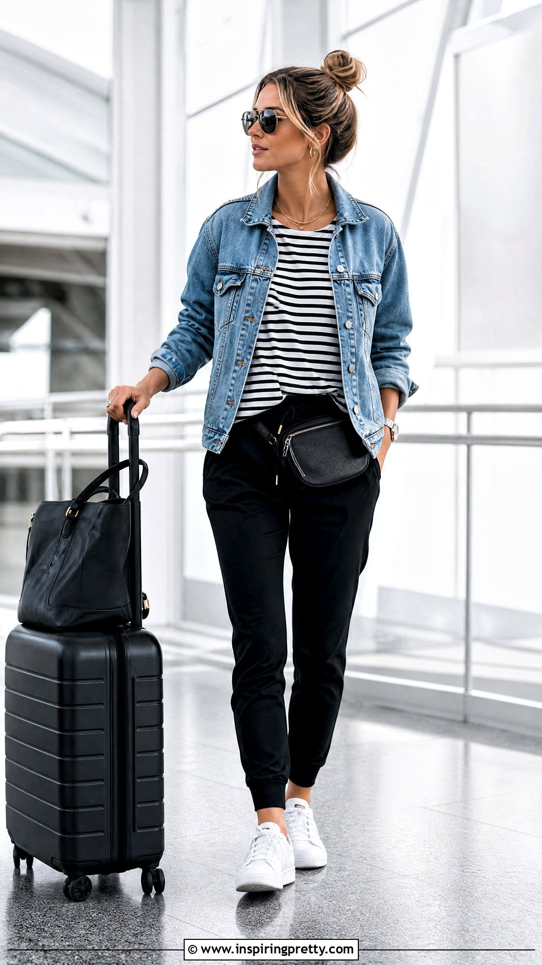 Black And White Striped Top With Joggers - 50 Black And White Striped Top Outfit ideas