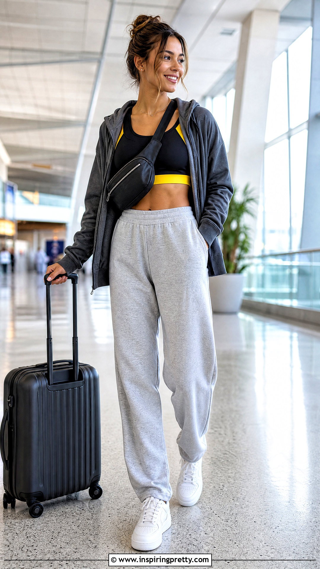 Black And Yellow Crop Top With Gray Sweatpants - 25 Black And Yellow Crop Top outfit ideas