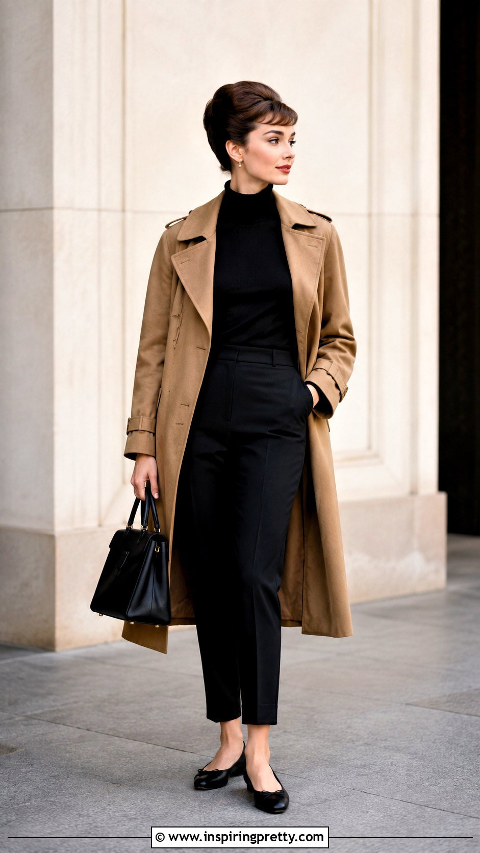 Black Audrey Hepburn Turtleneck With Ankle Pants - 25 Audrey Hepburn Tops outfit ideas