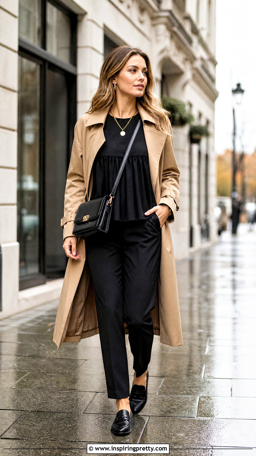 Black Babydoll Top With A Trench Coat - 50 black babydoll top outfit ideas
