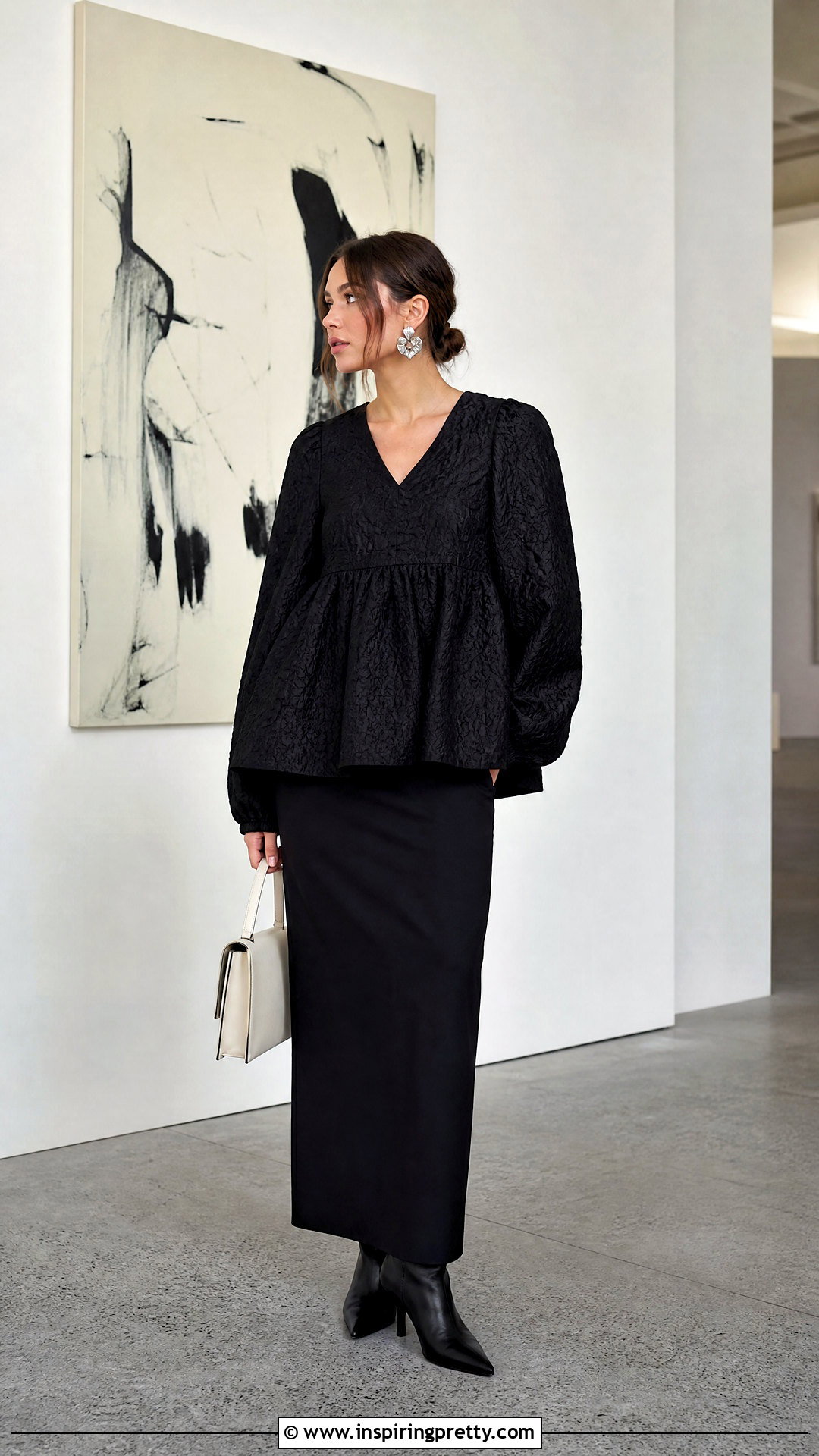 Black Babydoll Top With Black Maxi Skirt - 50 black babydoll top outfit ideas