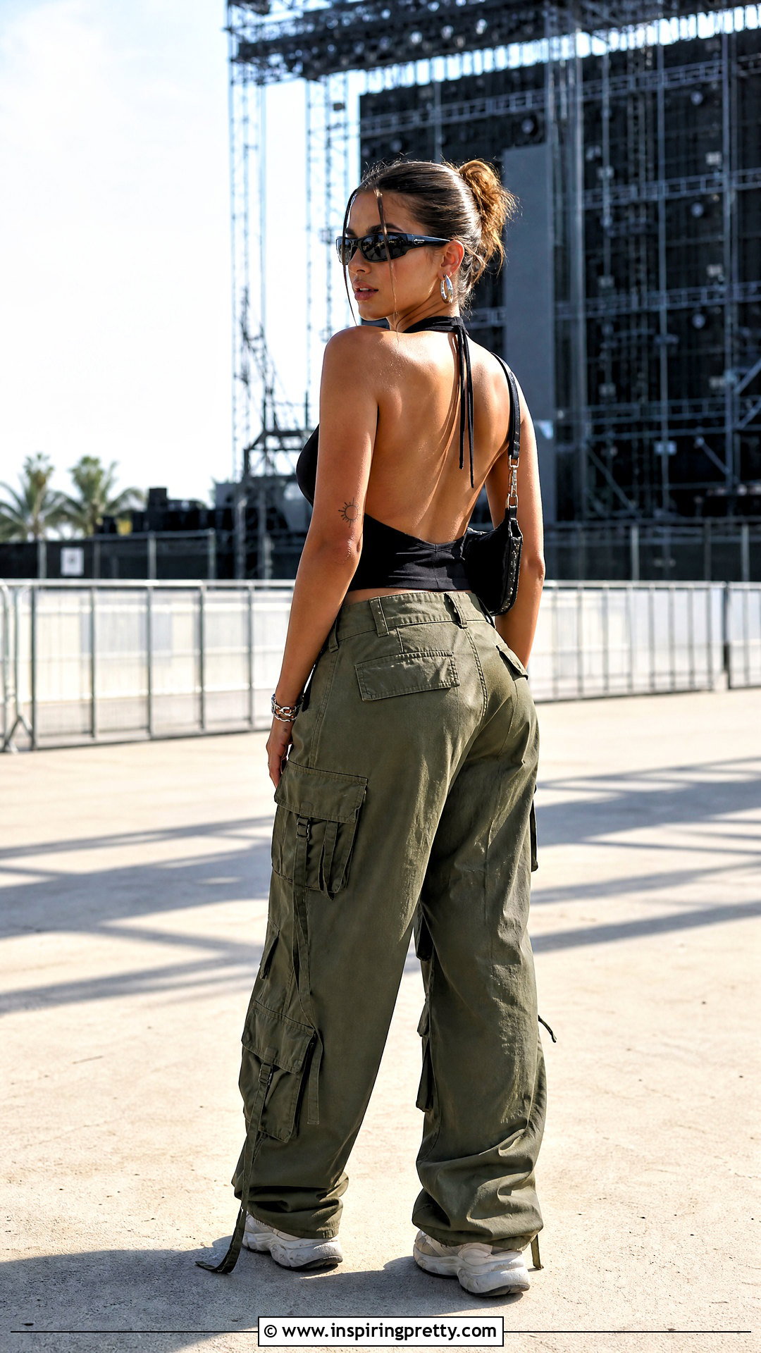 Black Backless Top With Cargo Pants - 50 black backless top outfit ideas
