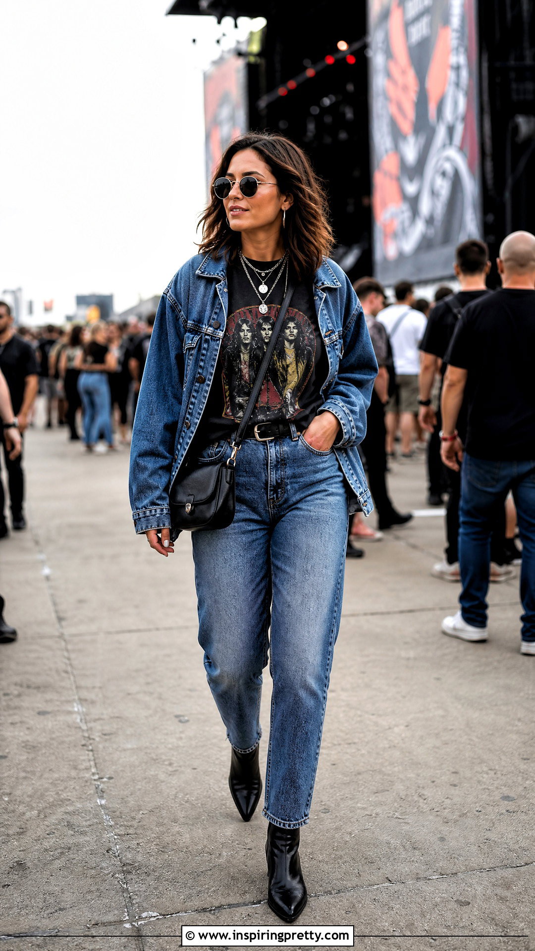 Black Band Top With Denim And Boots - 50 black top outfit ideas