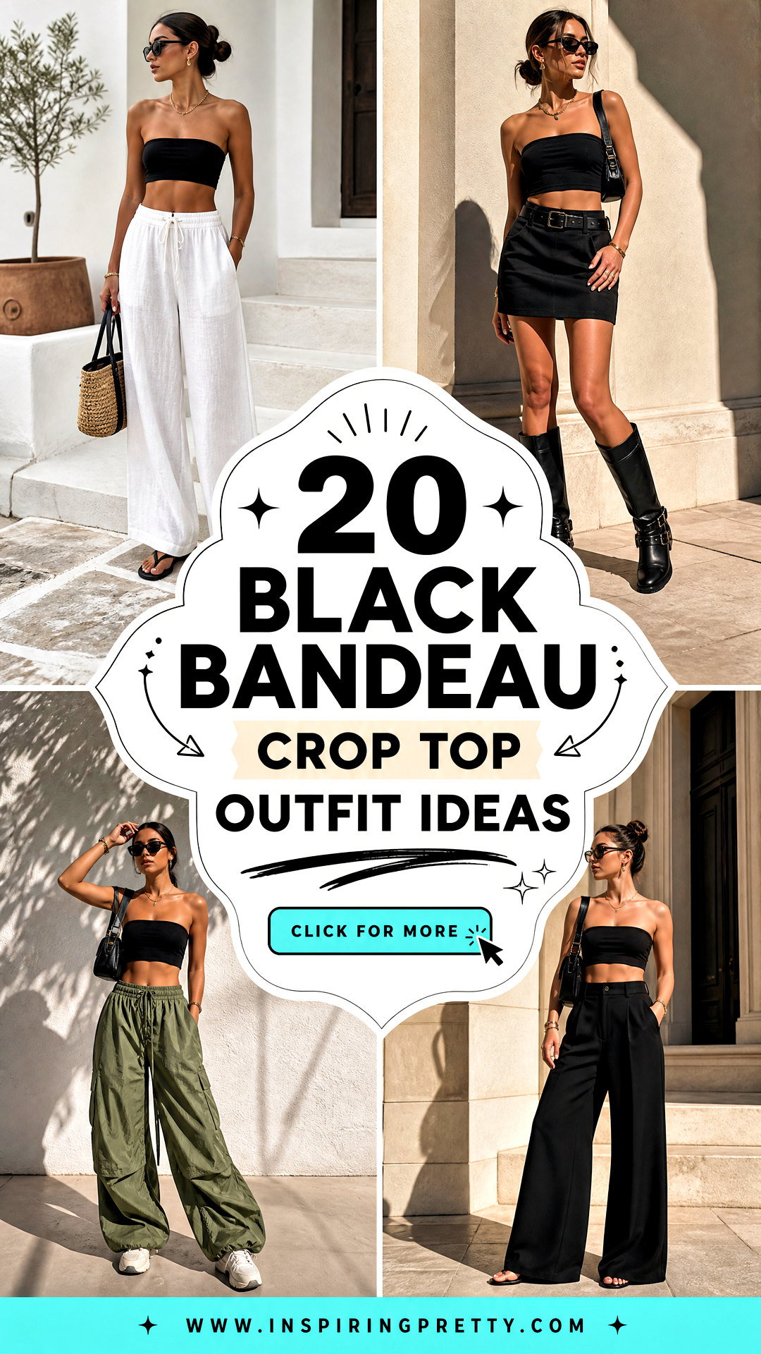 20 Black Bandeau Crop Top Outfit Ideas for Sleek Summer Style - 20 Black Bandeau Crop Top Outfit Ideas for Sleek Summer Style