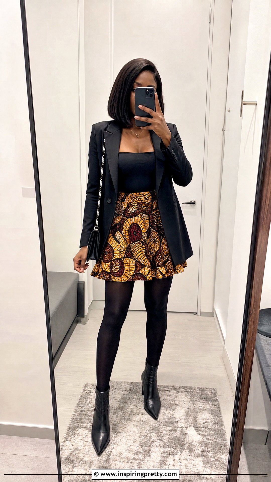 Black Bodysuit And Ankara Mini Skirt Outfit - 20 ankara skirt and top outfit ideas