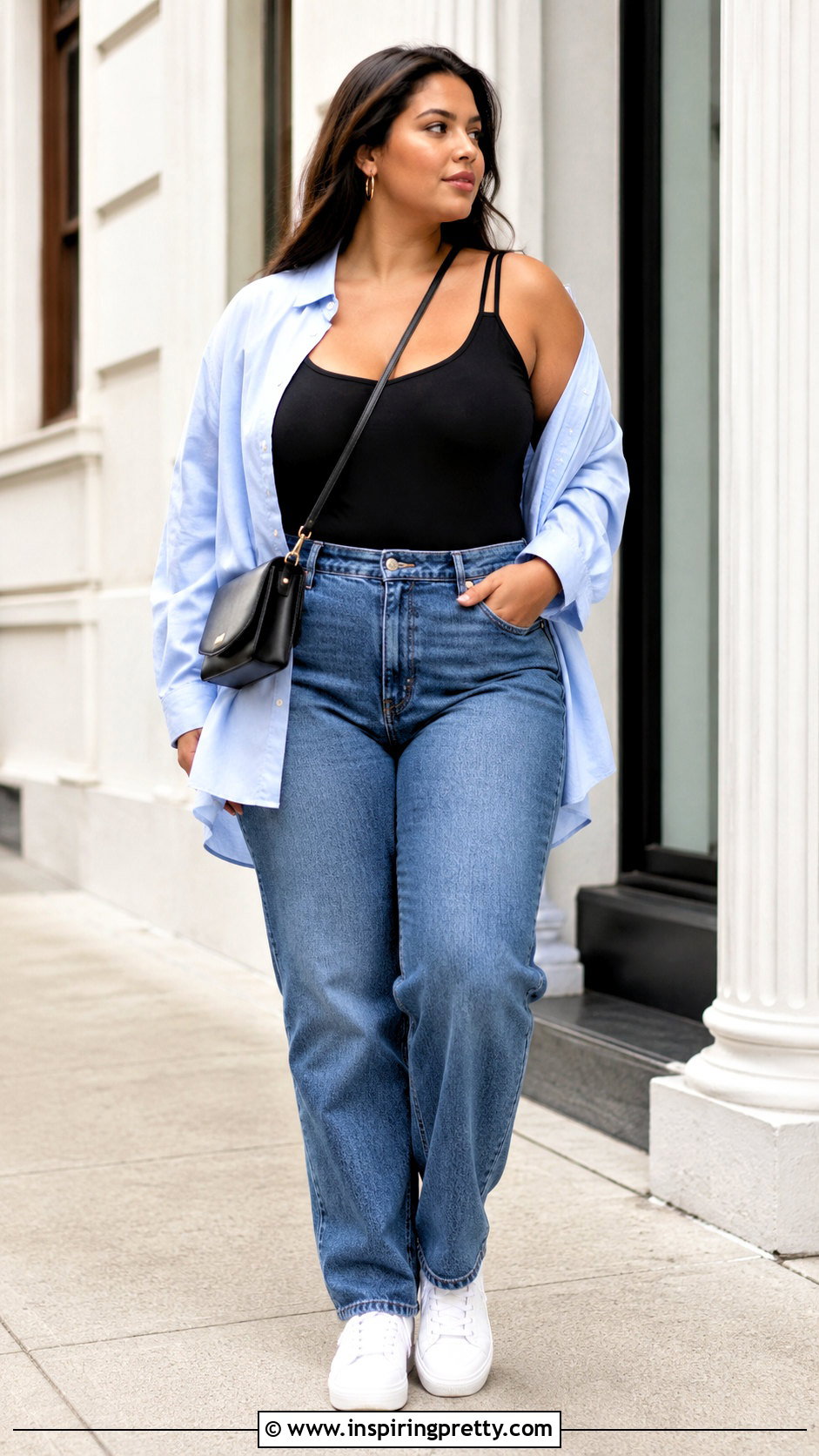 Black Bodysuit With Straight Leg Jeans - 20 busty black top outfit ideas