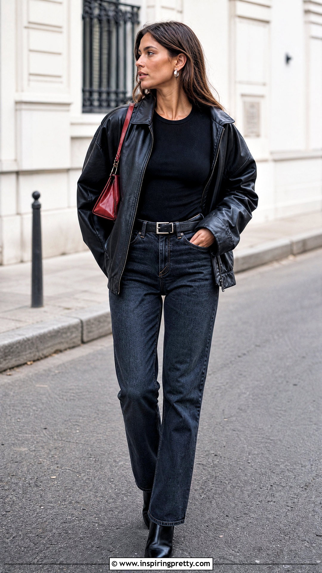 Black Bonnie Top With Leather Jacket And Jeans - 25 bonnie top brandy melville outfit ideas