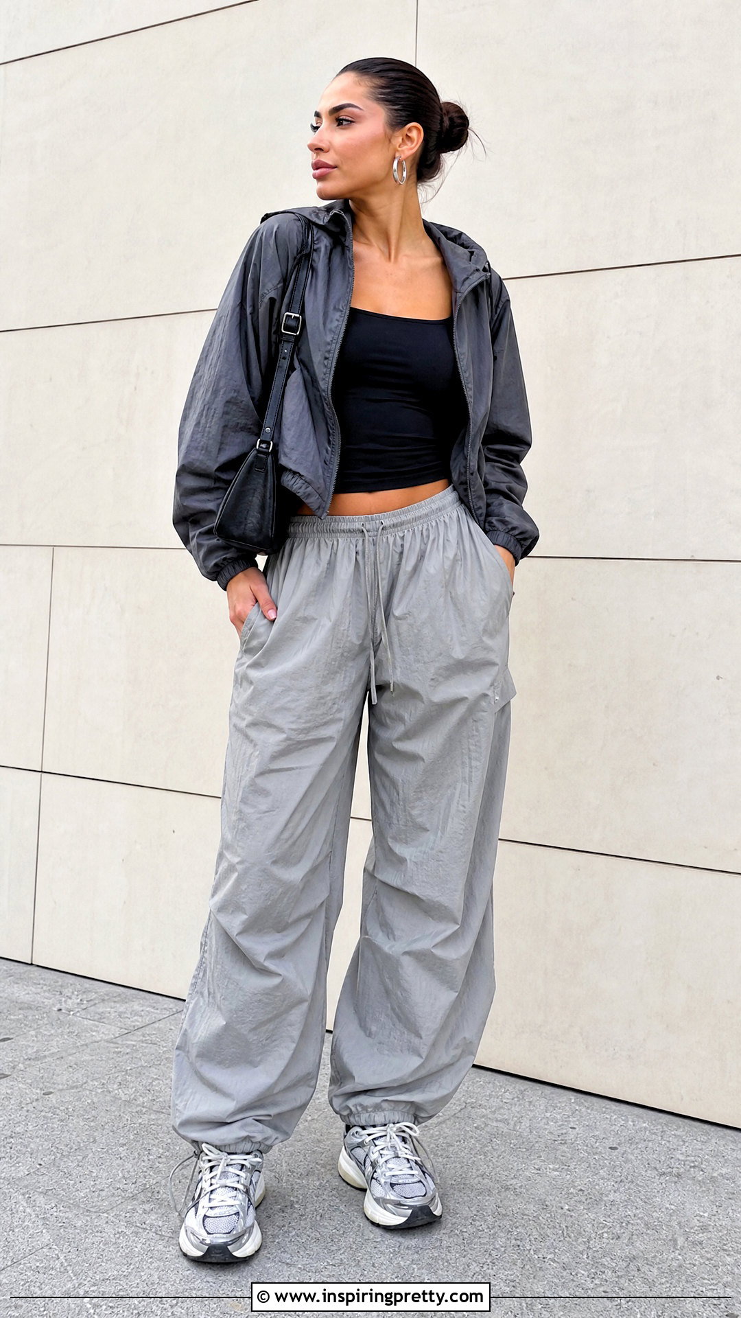 Black Bonnie Top With Parachute Pants - 25 bonnie top brandy melville outfit ideas
