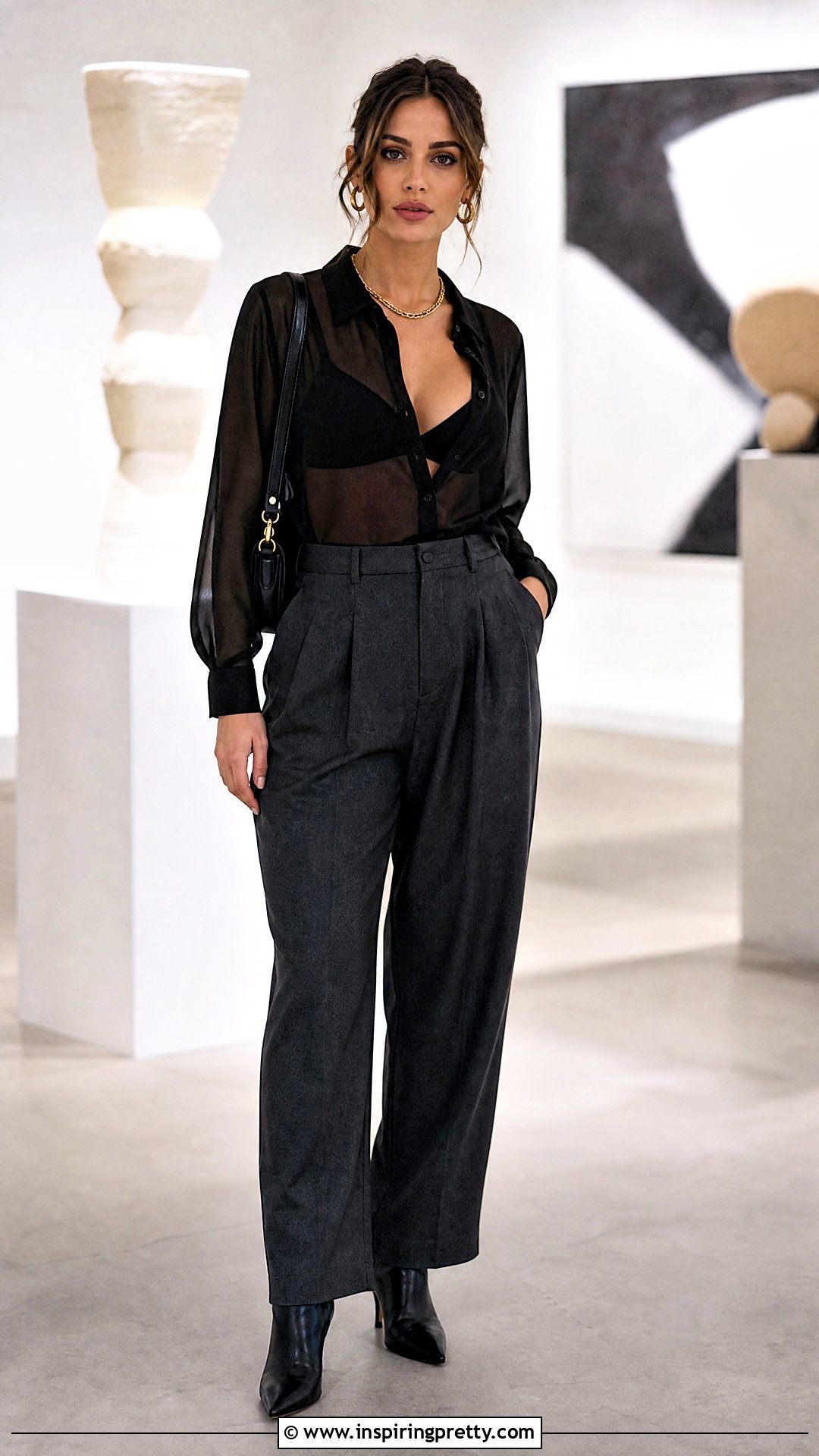 Black Bra Top With A Sheer Shirt - 25 types of bra tops outfit ideas