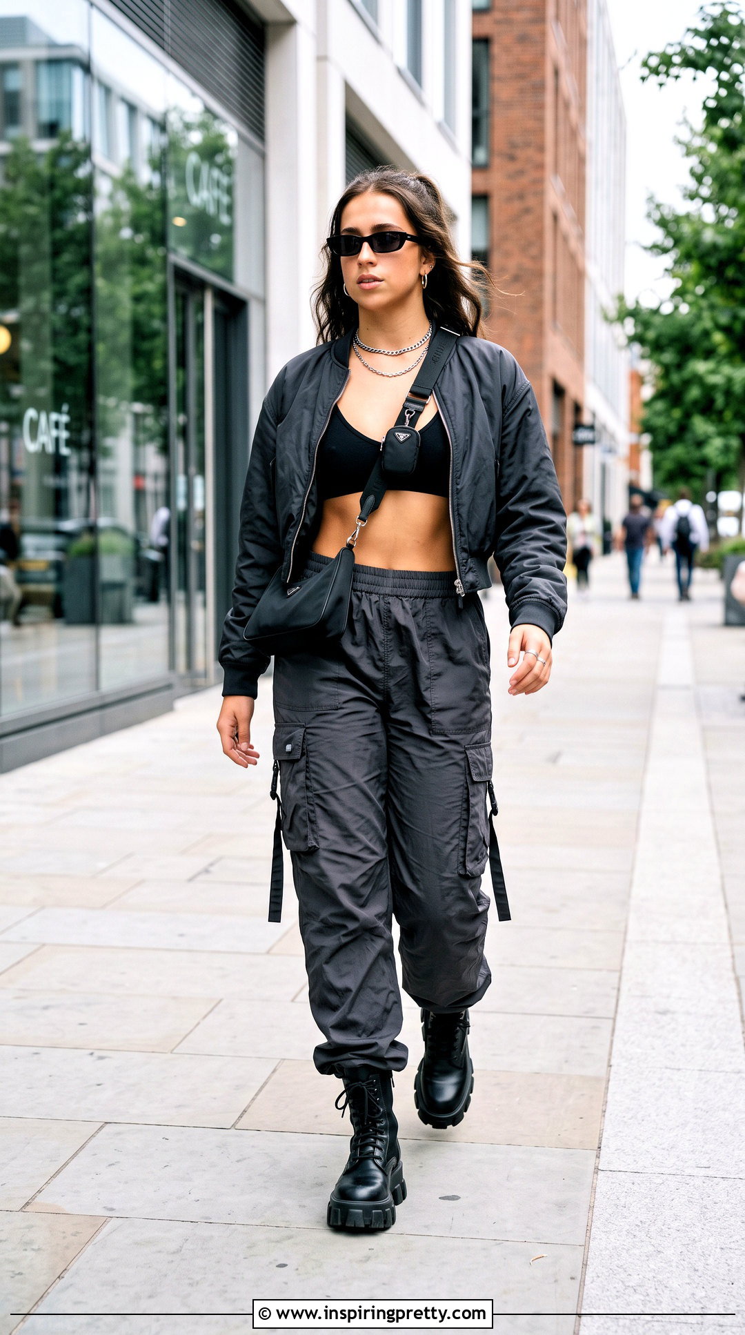 Black Bra Top With Cargo Pants - 20 tate mcrae bra top outfit ideas
