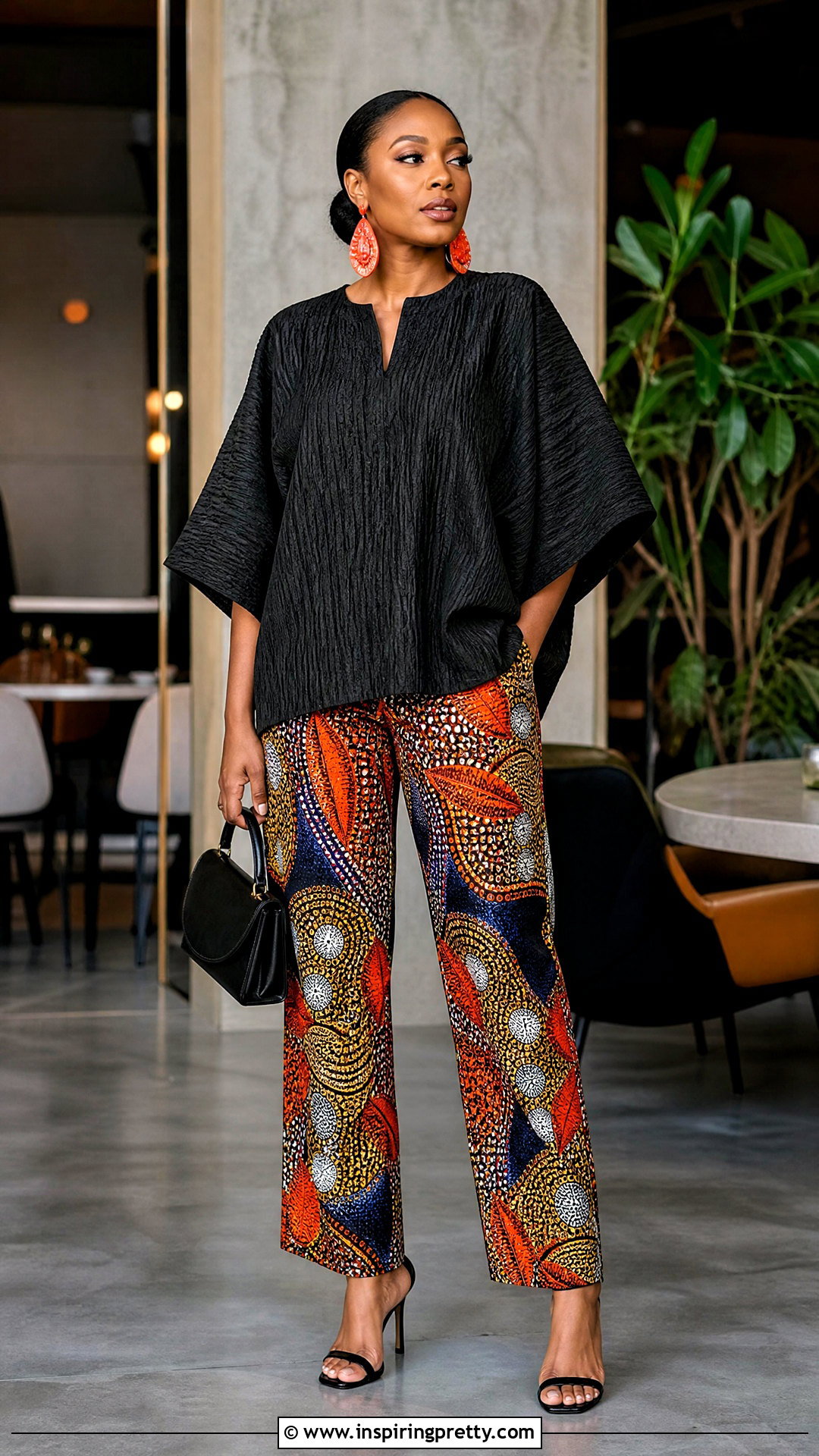 Black Bubu Top With Printed Pants - 50 bubu top style ideas