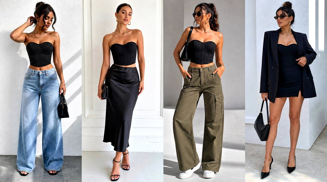 20 Black Bustier Crop Top Outfit Ideas for Bold Night-Out Style