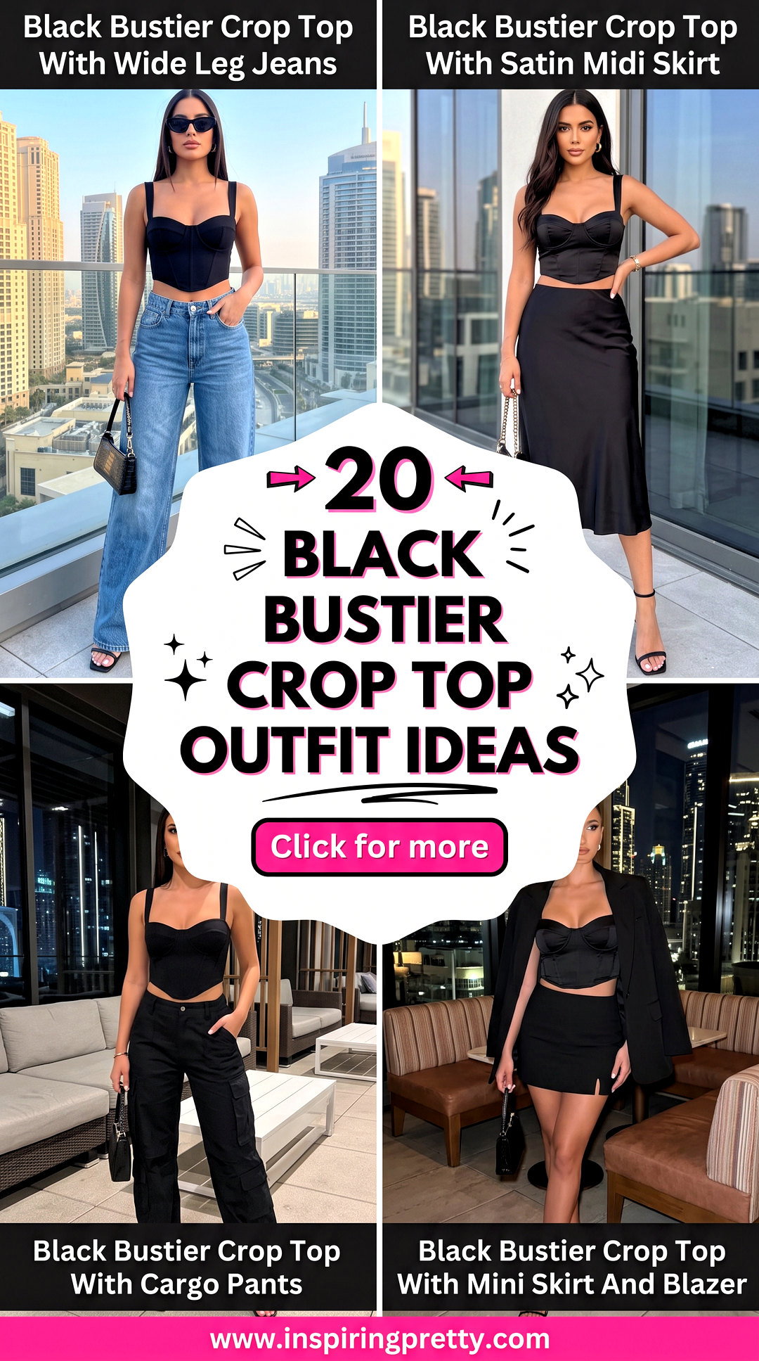 20 Black Bustier Crop Top Outfit Ideas for Bold Night-Out Style - 20 Black Bustier Crop Top Outfit Ideas for Bold Night-Out Style