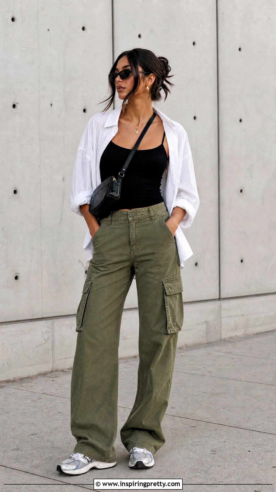 Black Cami Top With Cargo Pants - 50 black cami top outfit ideas