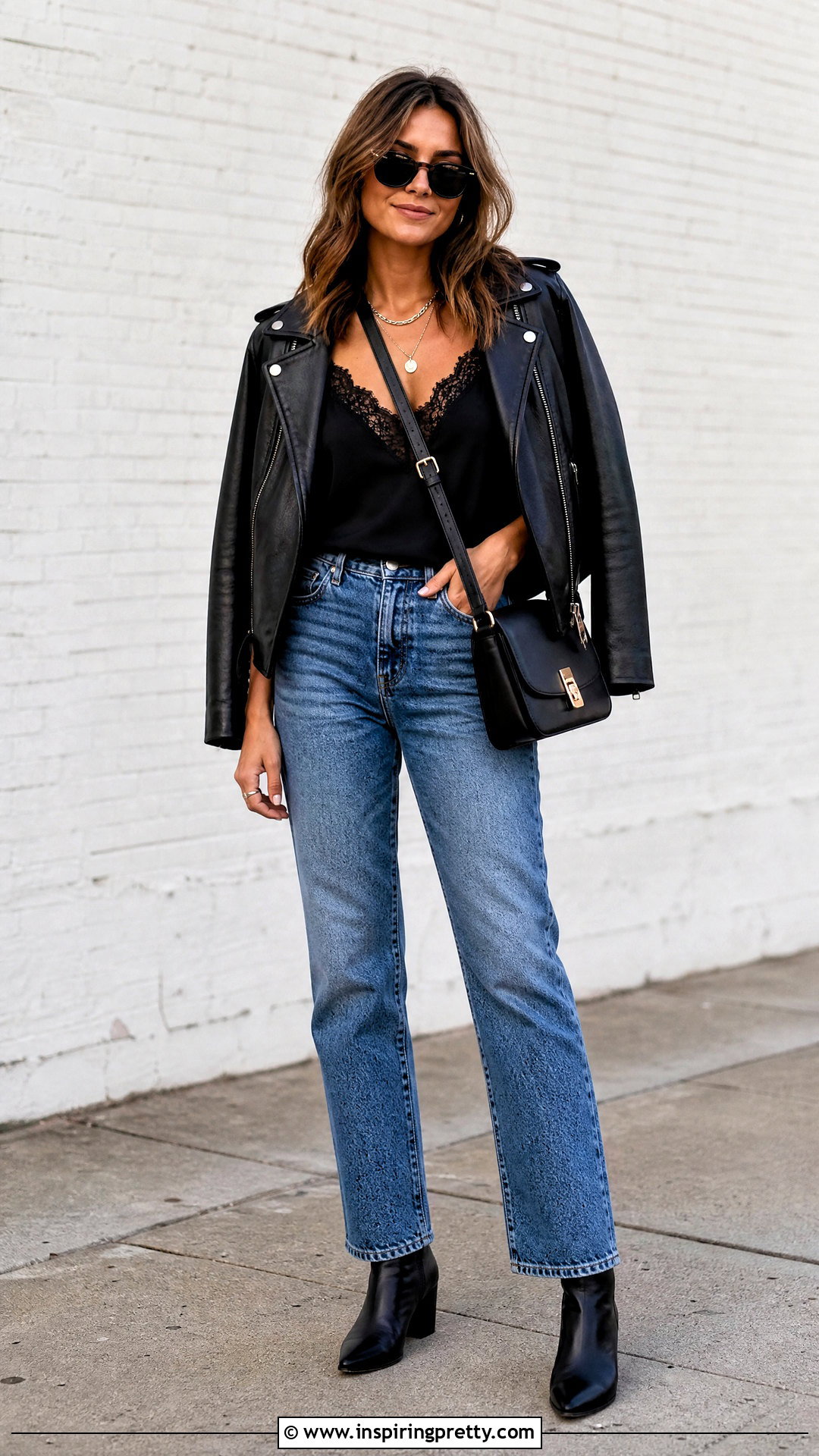 Black Cami Top With Leather Jacket - 50 black cami top outfit ideas