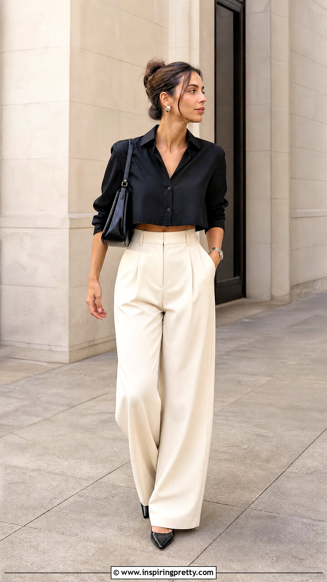 Black Camisa Crop Top With Wide Leg Pants - 50 camisa crop top outfit ideas