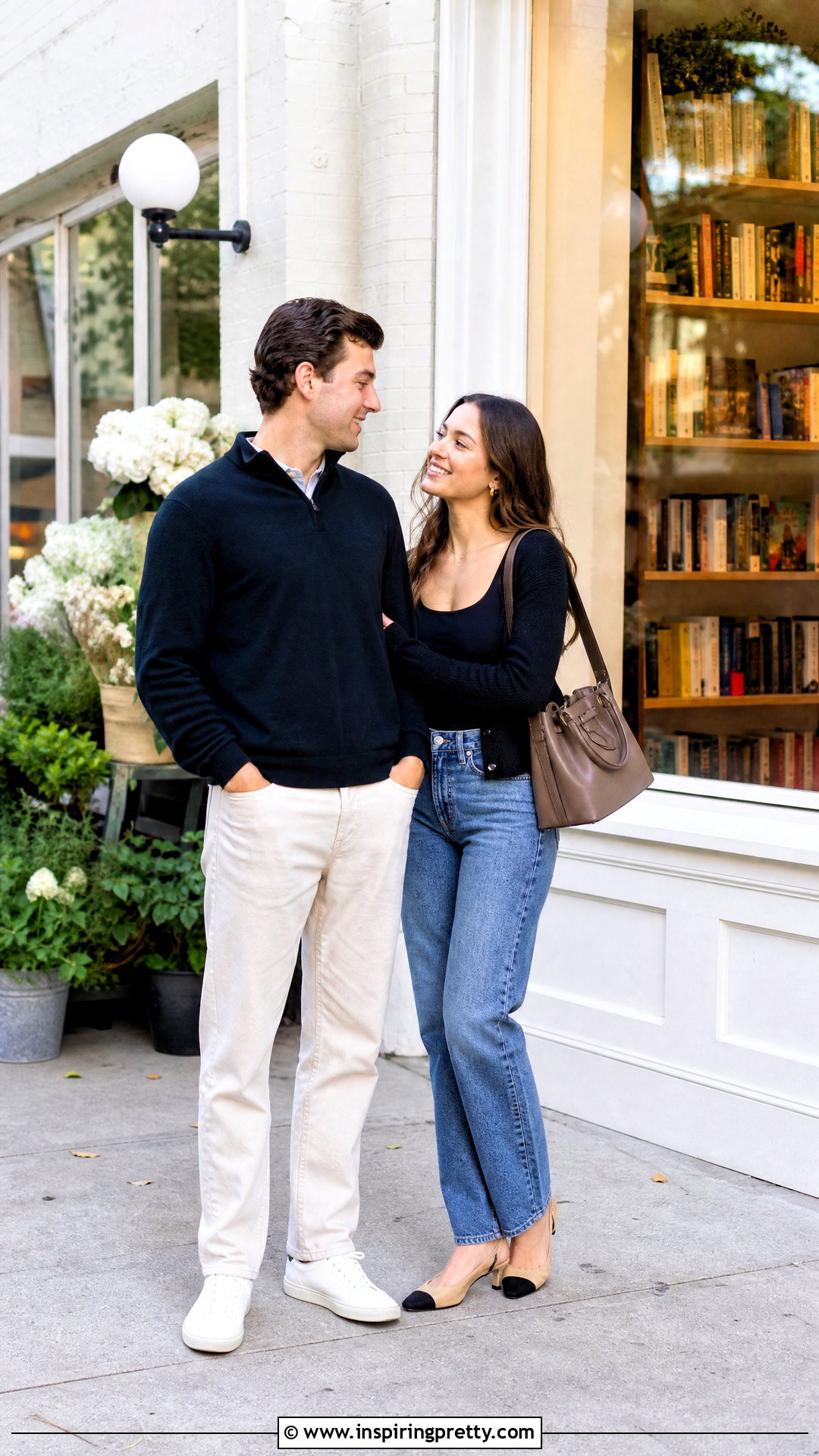 Black Cardigan And Camisole With Straight Jeans - 25 black top and jeans engagement photos