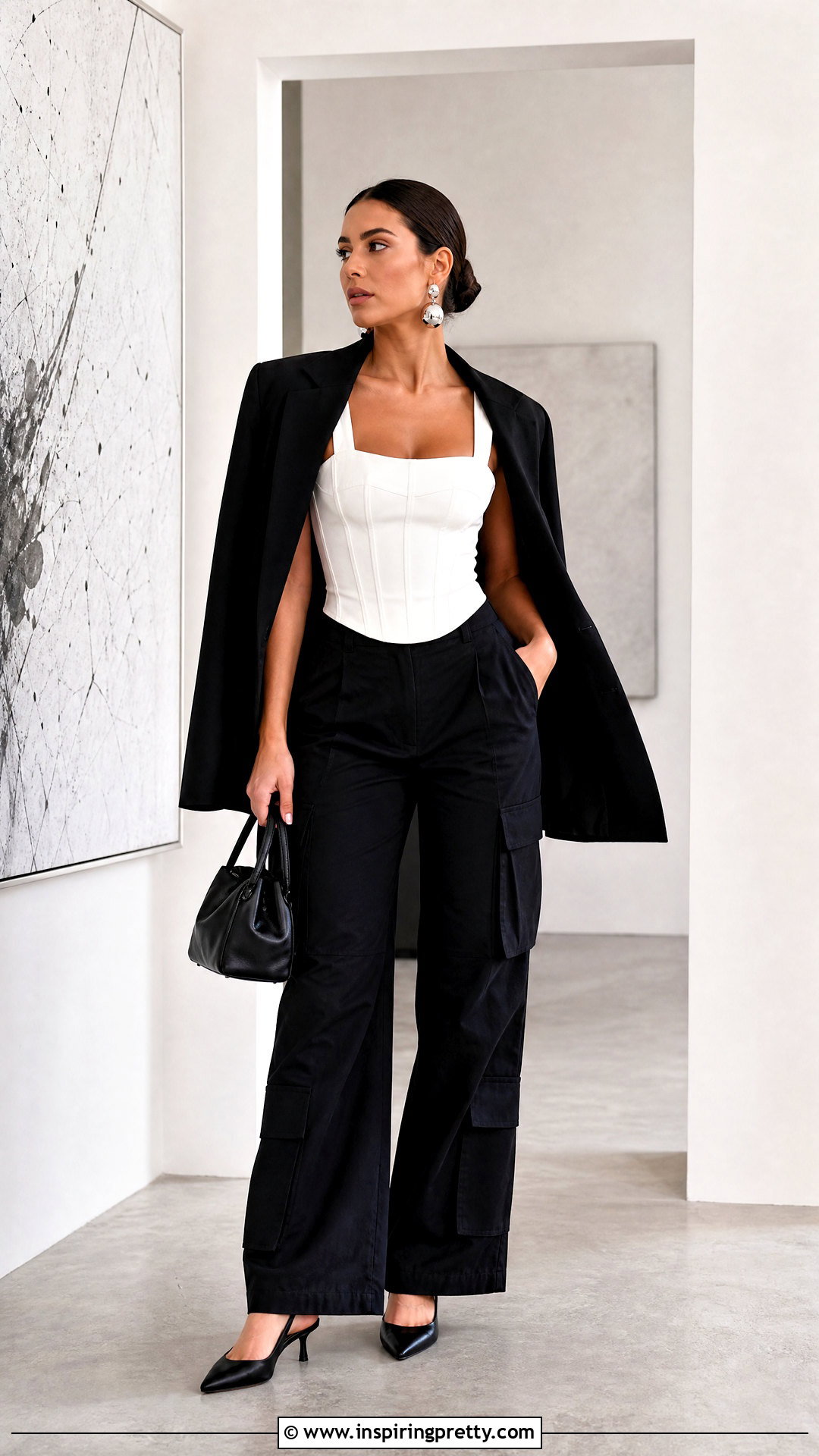 Black Cargo Pants With White Corset Top - 25 Cargo Pants With Cute Tops