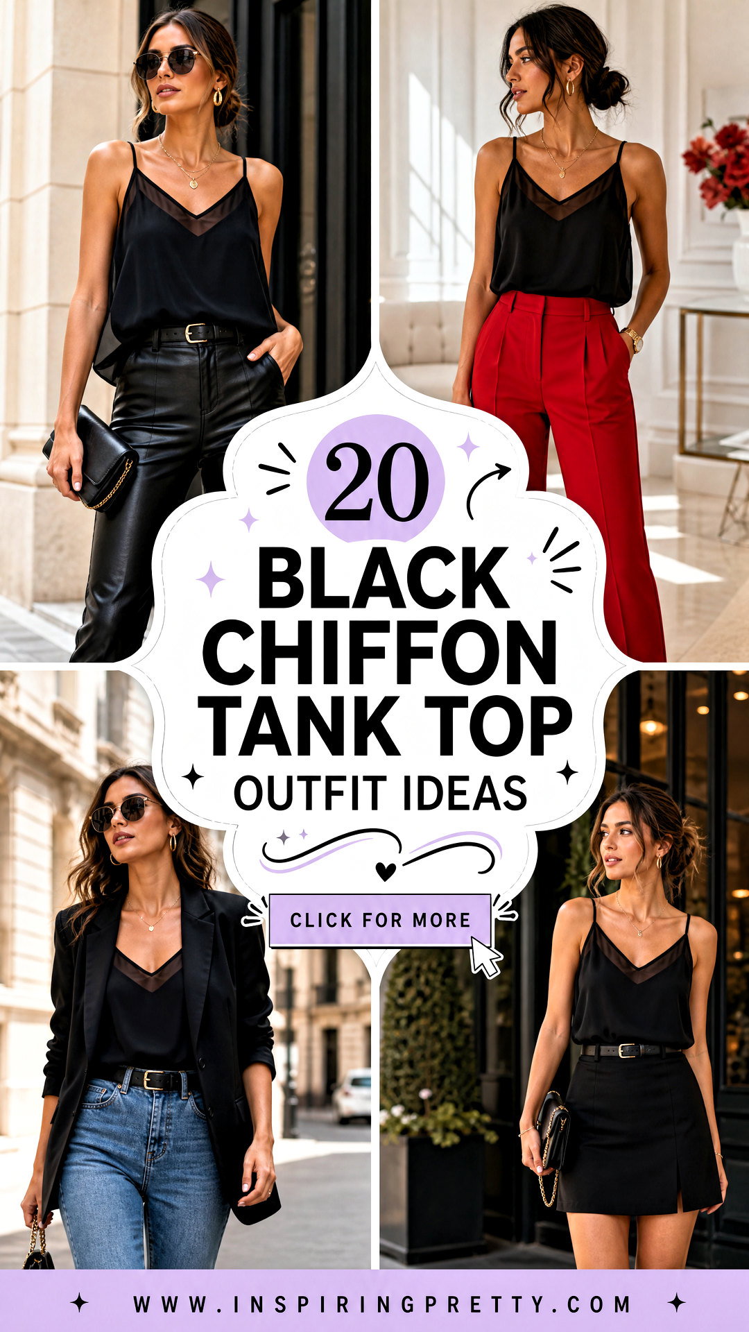 20 Black Chiffon Tank Top Outfit Ideas for Elegant Layering - 20 Black Chiffon Tank Top Outfit Ideas for Elegant Layering