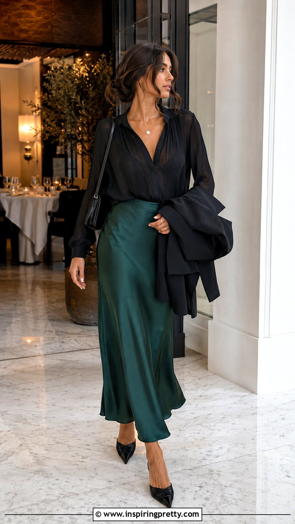 Black Chiffon Top With Slip Skirt - 20 Black Chiffon Top Outfit Ideas